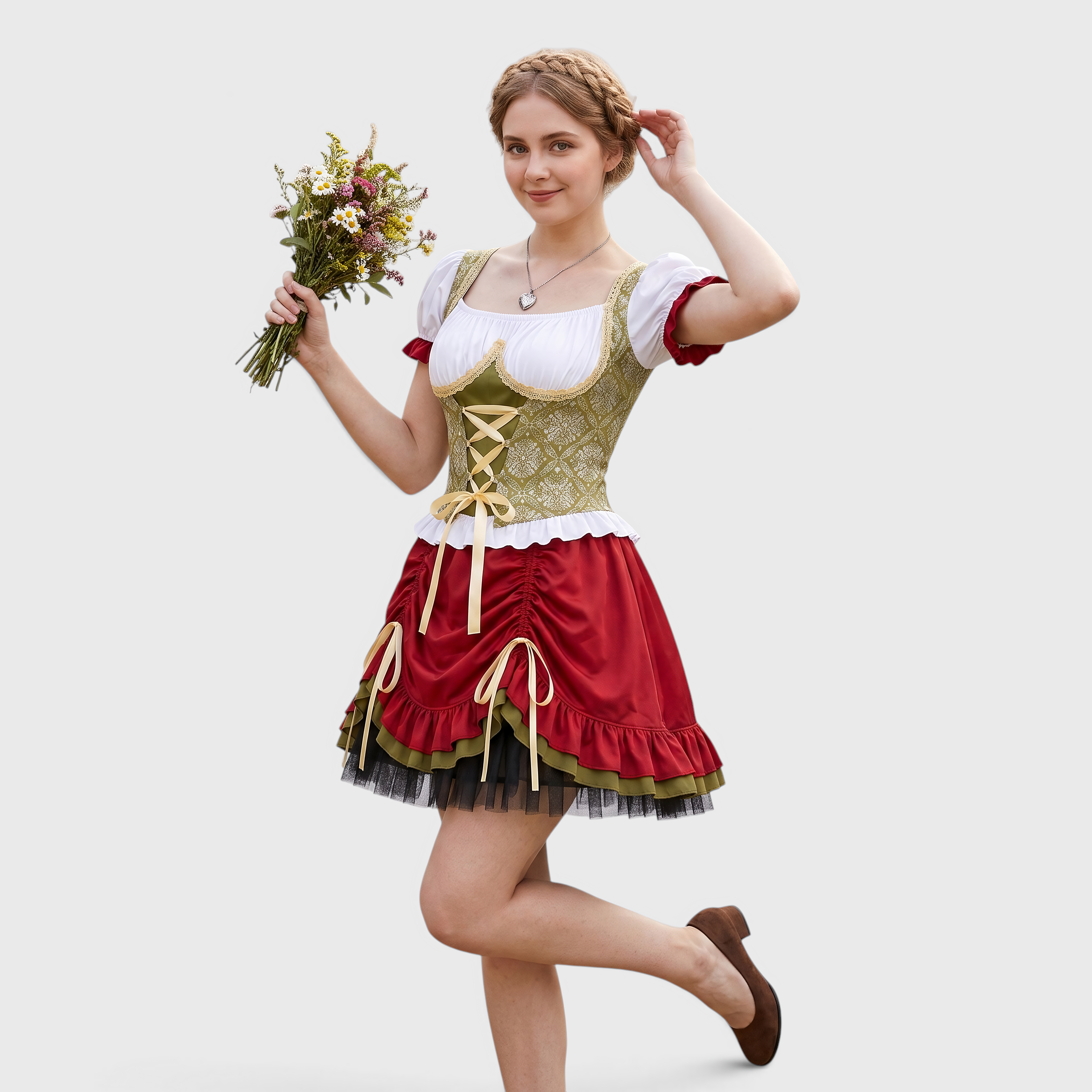 Gifts – Seasonal – Oktoberfest : Dames Oktoberfest kostuum: rijglijfje, pufmouwen en ruchesrok in van Steiner-boutique