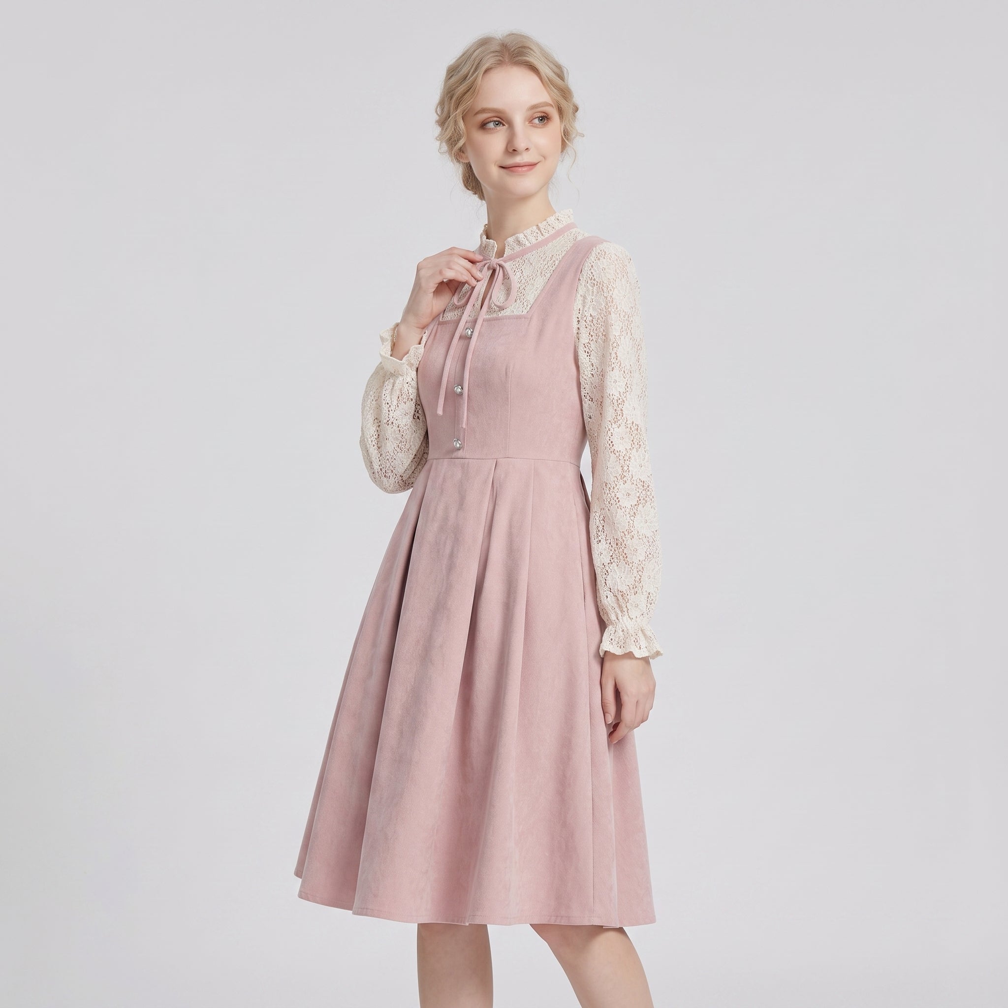 Gifts – Seasonal – Oktoberfest : Dames dirndl roze A-lijn, hartvormige halslijn en borduurwerk in van Steiner-boutique