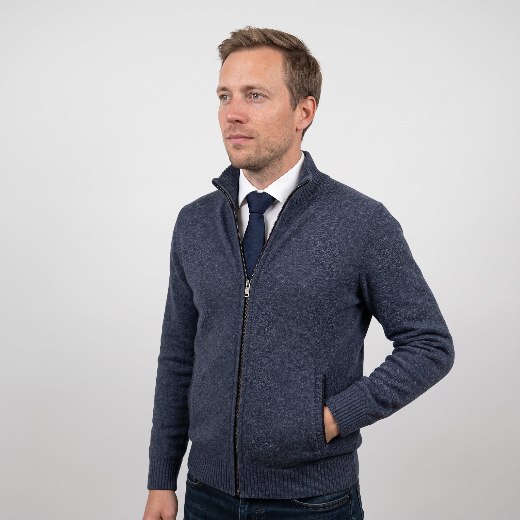 Luca Moretti | Premium Gebreid Jack met Rits voor Heren