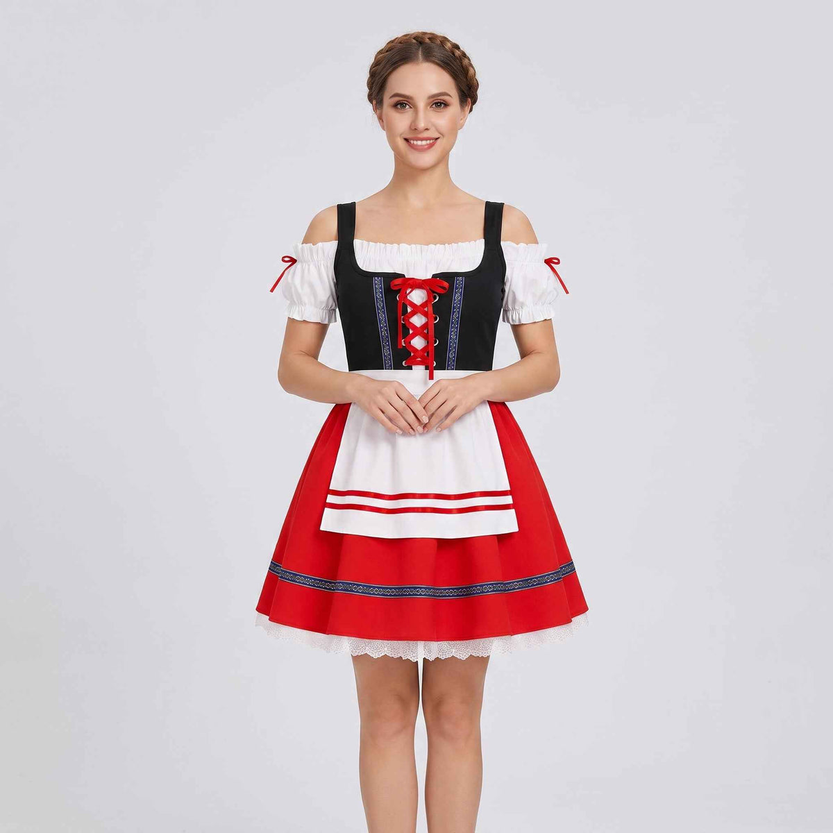 Dirndl Jurk Dames Rood Kant voor Oktoberfest Feesten