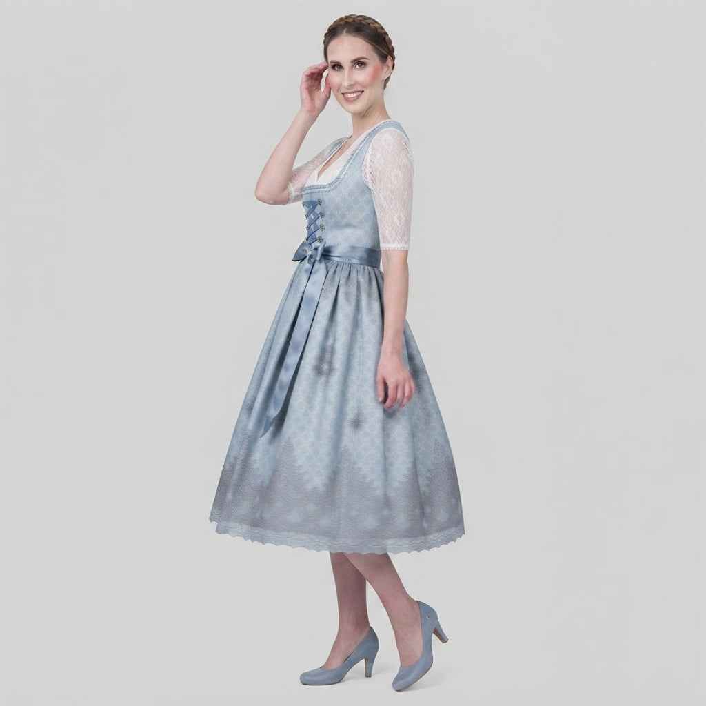 Dirndljurk Dames: Traditioneel Blauw met Uitlopende Rok