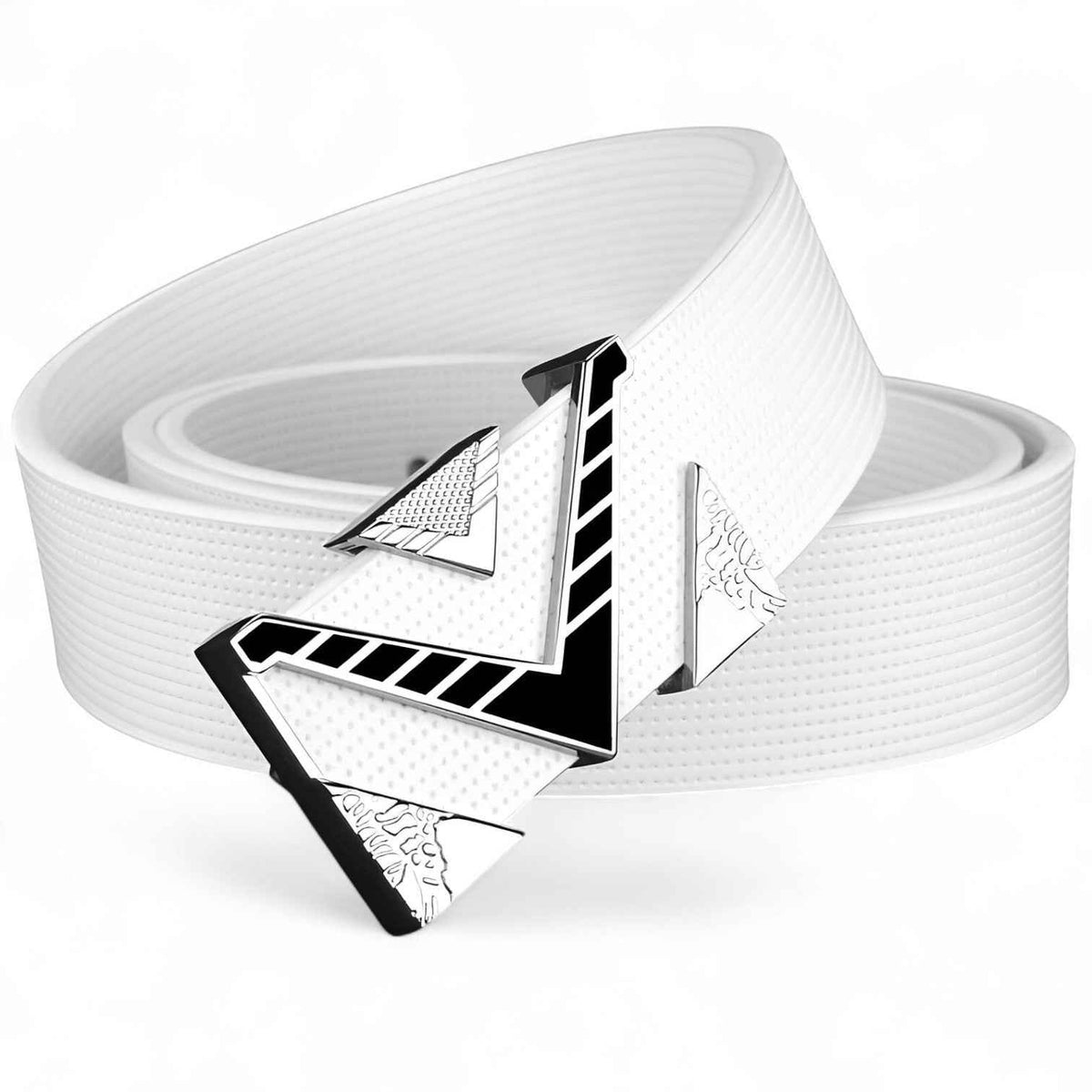 Men's Belt : Elegante zwarte leren herenriem met V-vormige gouden gesp in van Pantinoshop
