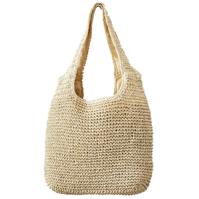 bags : Schoudertas Dames Bruin - Grote Handgemaakte Geweven Stro - Stro in Beige Een maat van Pantino