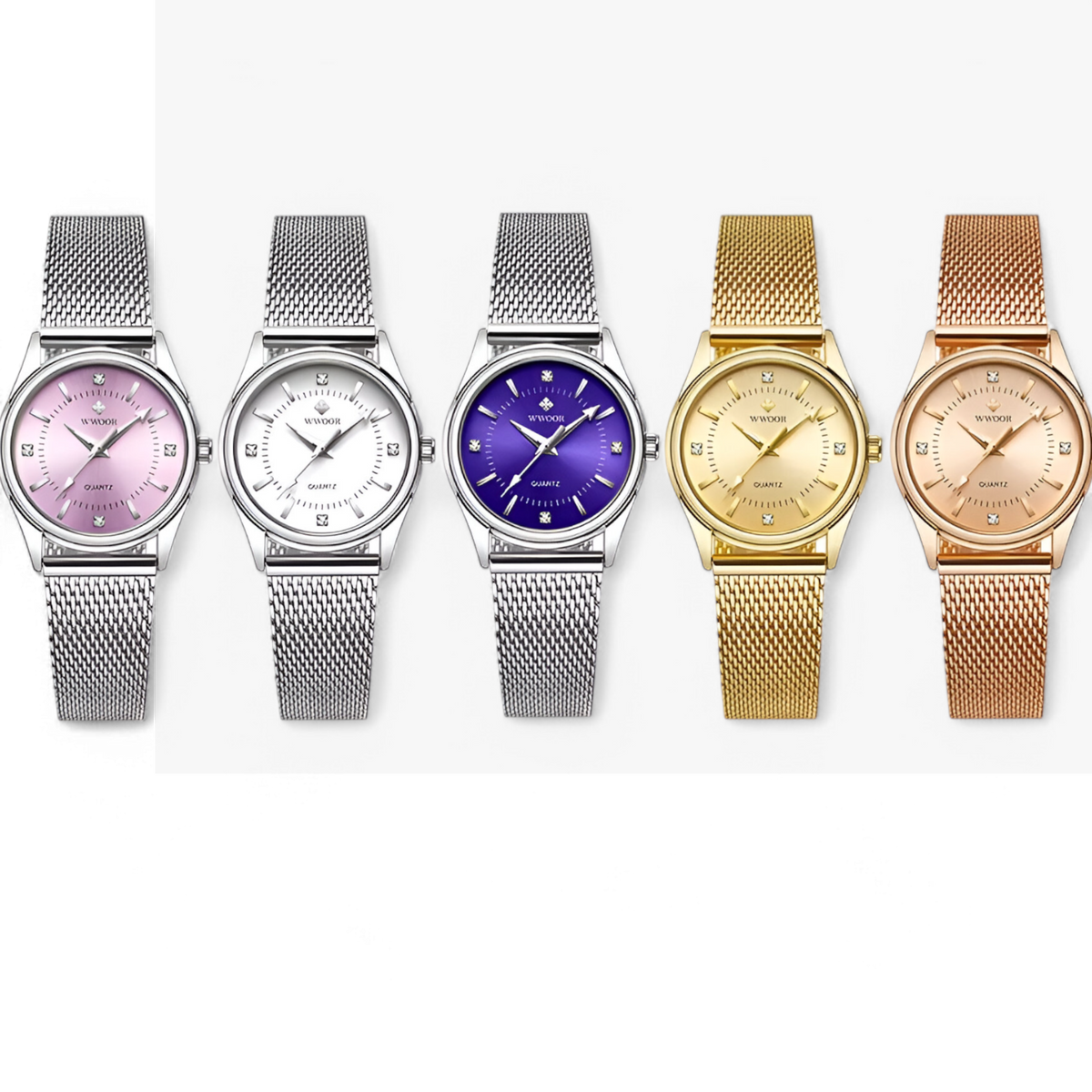 Dameshorloge Luxe Goudkleurig van Roestvrij Staal met Diamanten, Elegant en Verfijnd