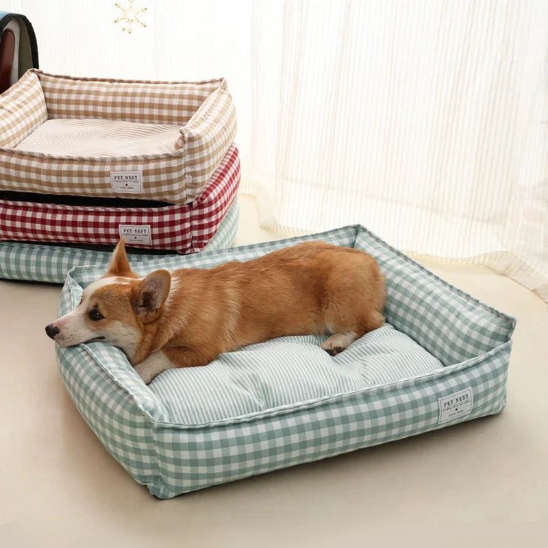 pets : Hondenbed Beige Ruitjespatroon - Zachte Rustplaats - 100% Katoen in van Pantino