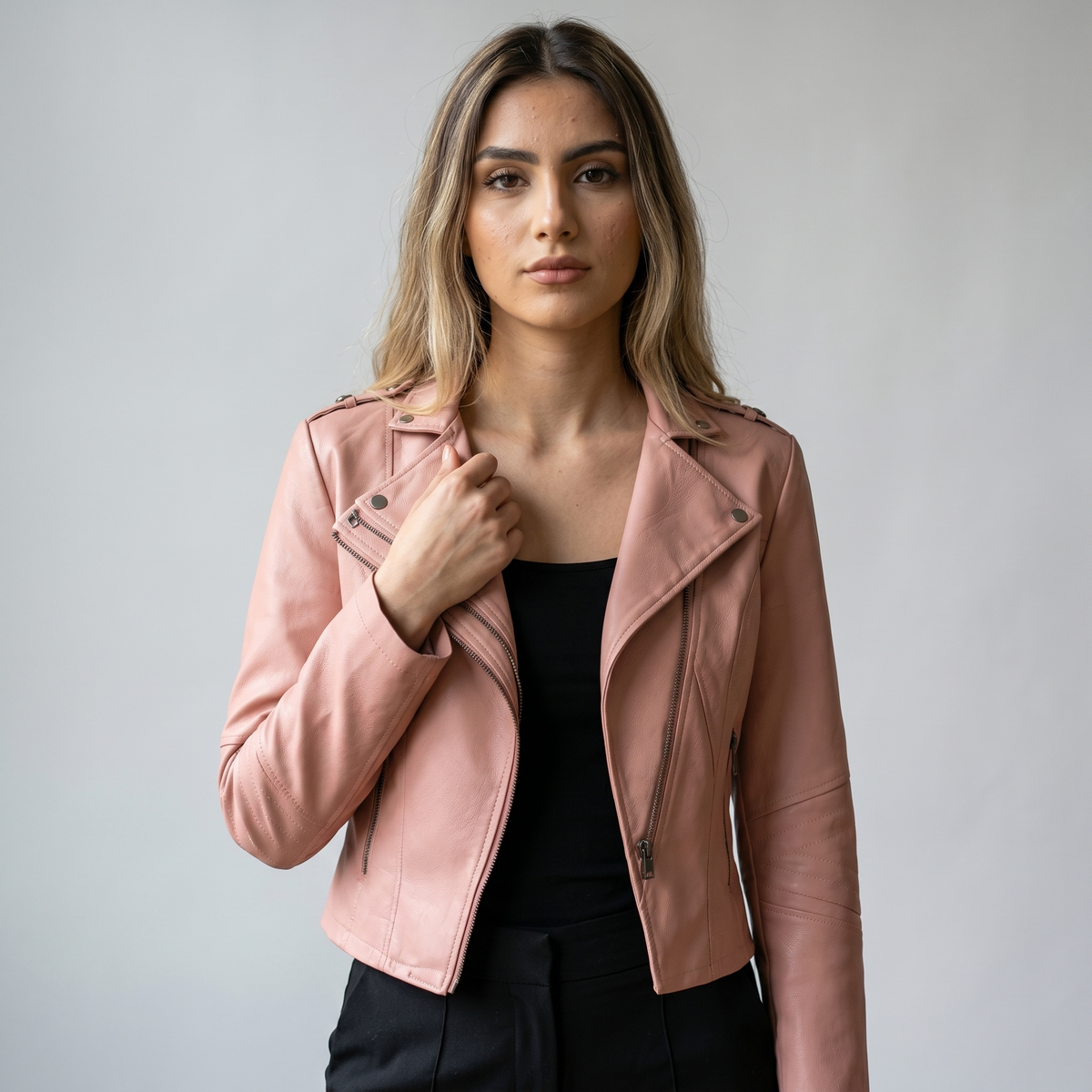 women's jacket : Zwarte Dames Bikerjas van Polyester - Elegante en Comfortabele Motorstijl in van Pantinoshop