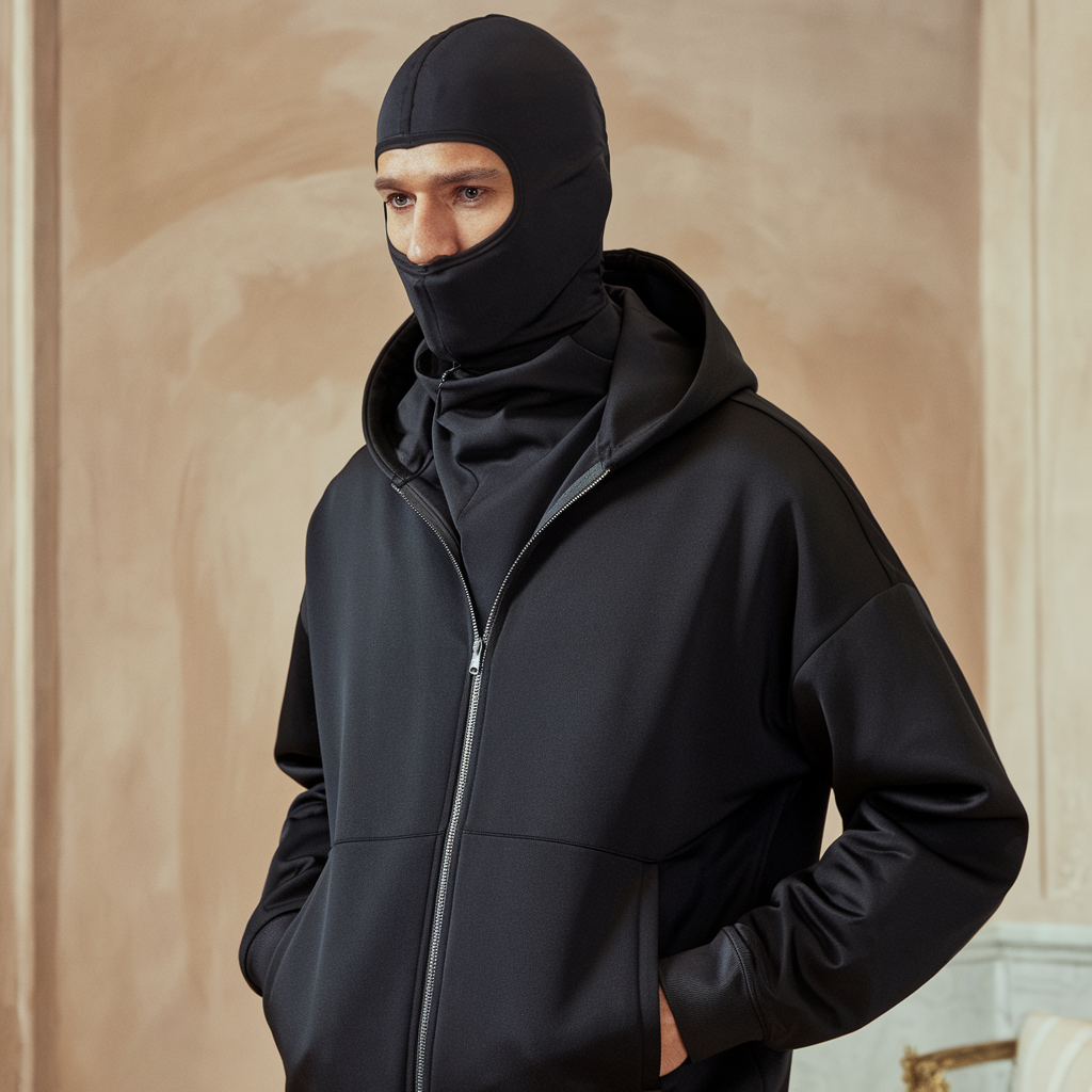 Jacket : Muts Zwart - Fleece Bivakmuts met Volledige Ritssluiting in van Pantino