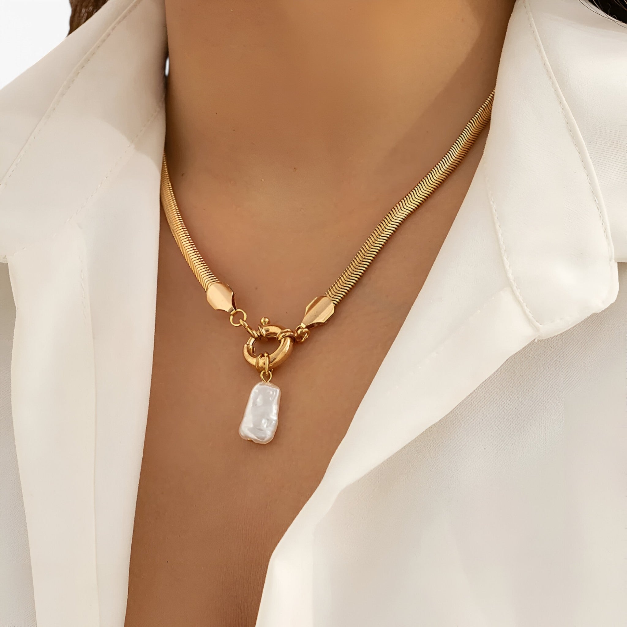 Necklace : Parel Elegantie Hanger - Goud in van Pantino