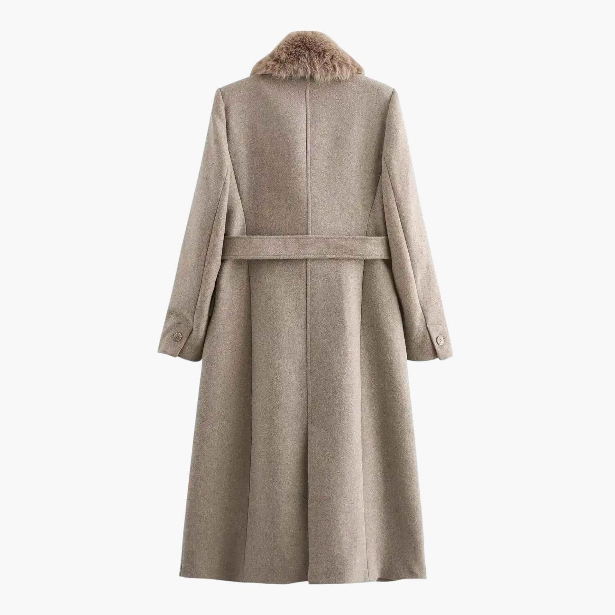 Damesjassen & -jacks : Jas Dames Khaki - Lange Winter met Bontkraag in van Pantino