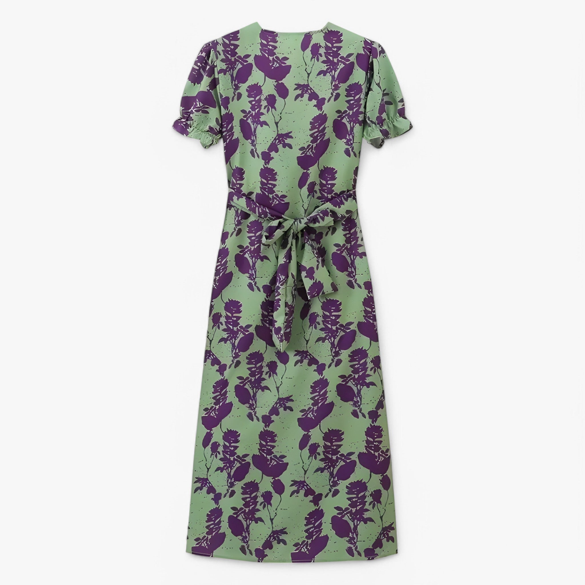 Maxi Dress : Lange Jurk Dames met Bloemenprint - Groen en Paars in van Pantino