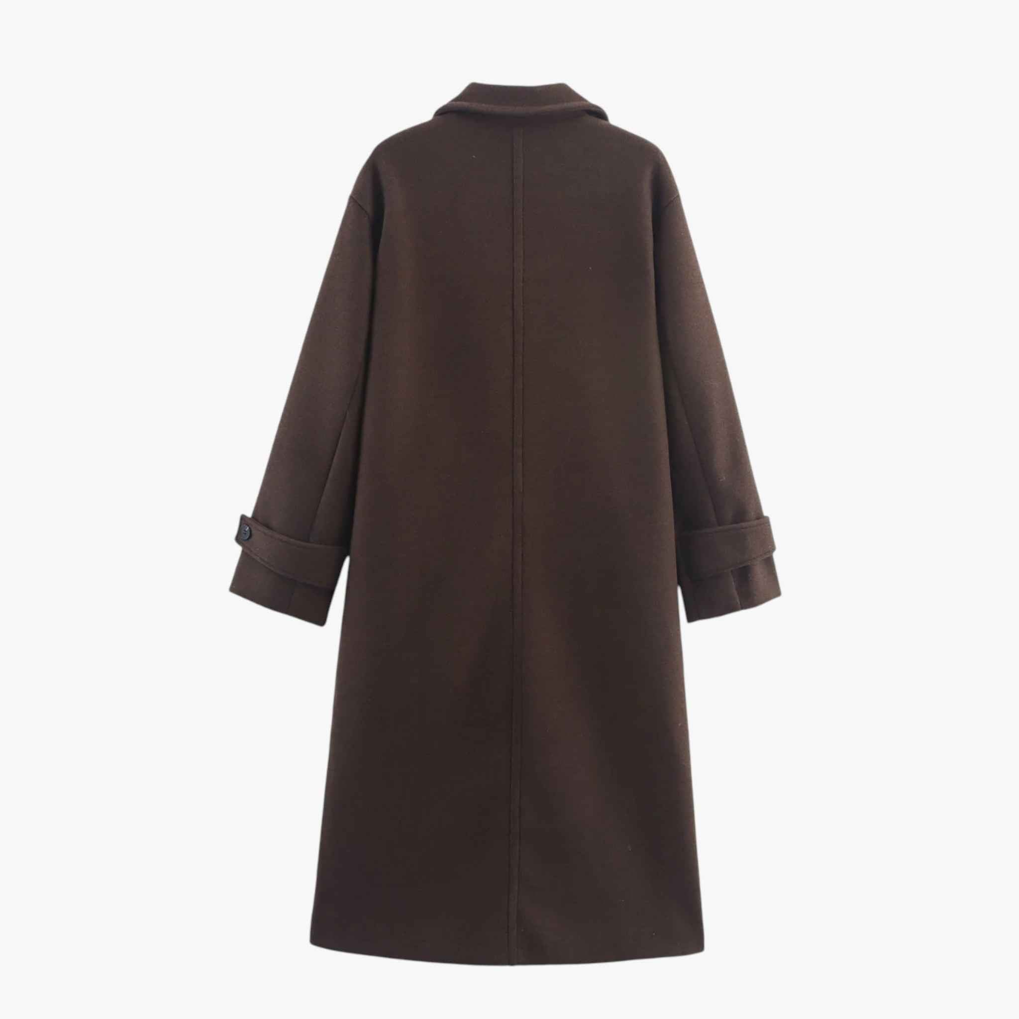 Damesjassen & -jacks : Lange Winterjas Dames Elegante Wollen Jas - Bruin in van Pantino