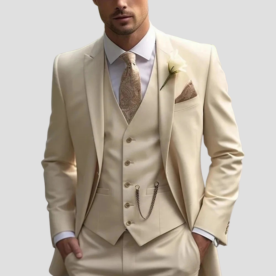 Driekleurig Slim Fit Mix Op Maat Gemaakt Herenpak voor Bruiloften en Bruidsjonkers