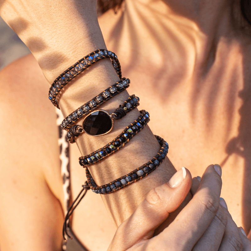 Bracelet : Onyx Maanlicht Beschermende Wikkelarmband in van Pantino