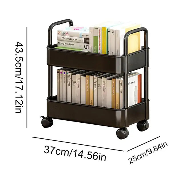 home & garden : Mobiele Boekenplank kar met Wielen | Boekenopslag en Organisator - Dalton in van Pantino