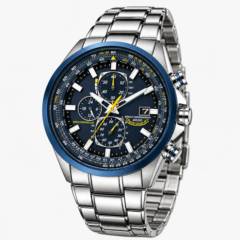 Watches : Heren Chronograaf Horloge MultiSteel 42mm, Zilverkleurig Staal met Elegante Blauwe Wijzerplaat in van Pantinoshop