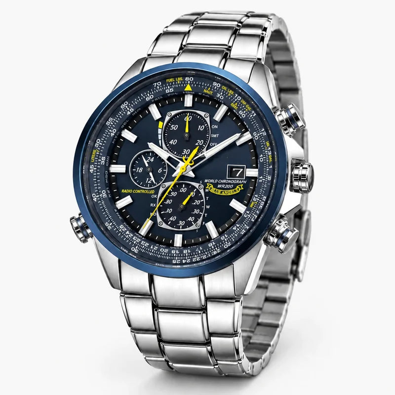 Watches : Heren Chronograaf Horloge MultiSteel 42mm, Zilverkleurig Staal met Elegante Blauwe Wijzerplaat in van Pantinoshop