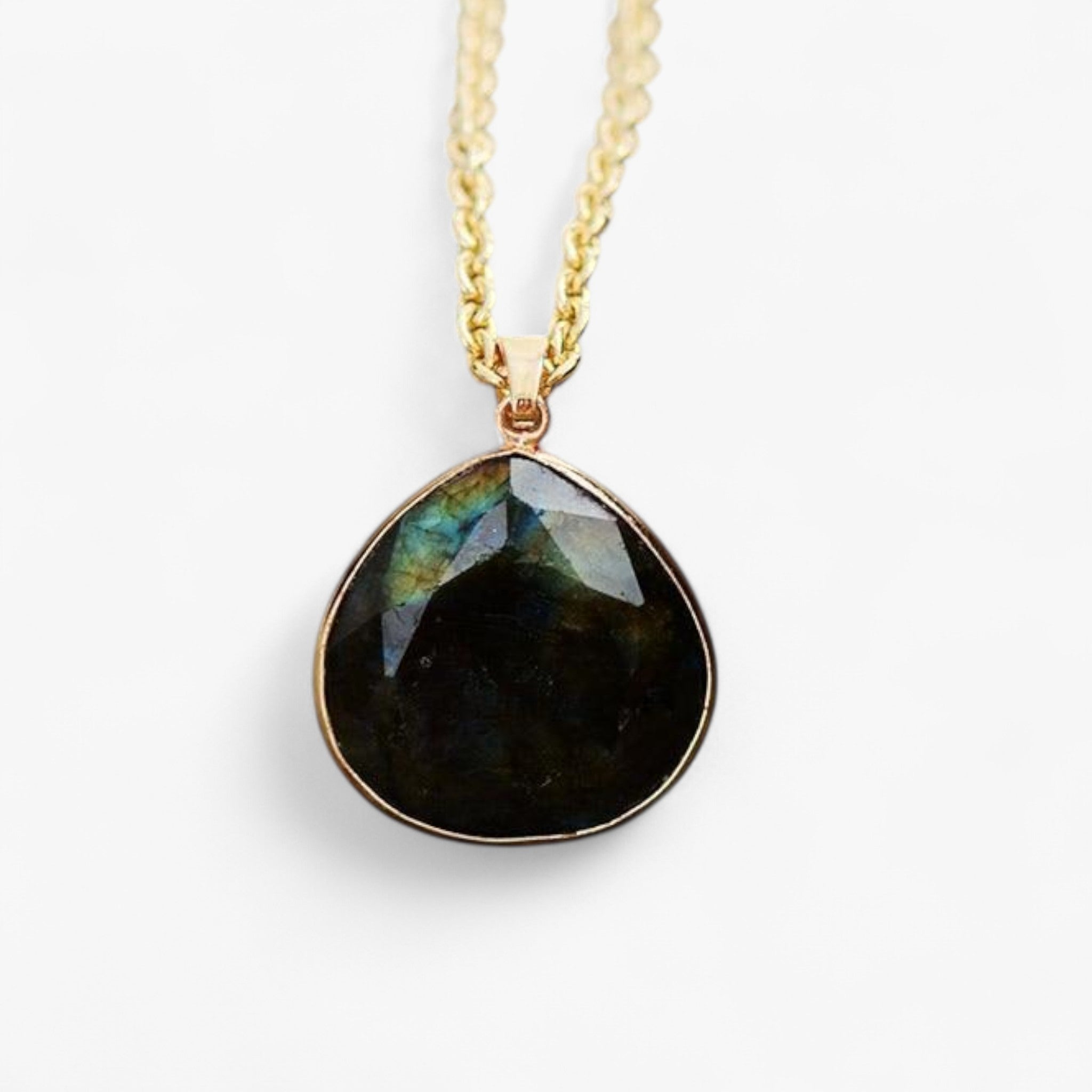 Necklace : Natuurlijke Labradoriet Gouden Hanger - Edelsteen Ketting voor Dames in van Pantino