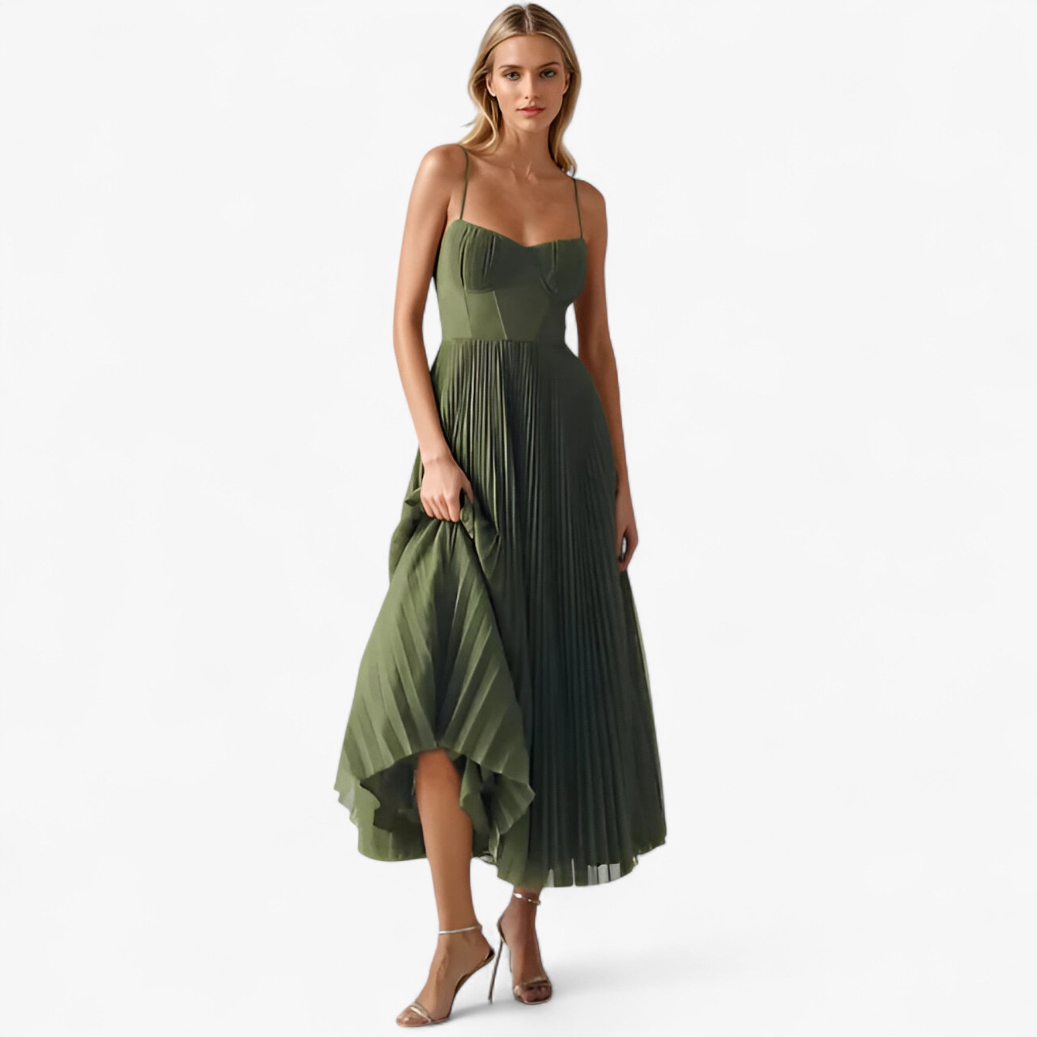 Dresses : Dames Maxi Plissé Jurk in van Pantinoshop