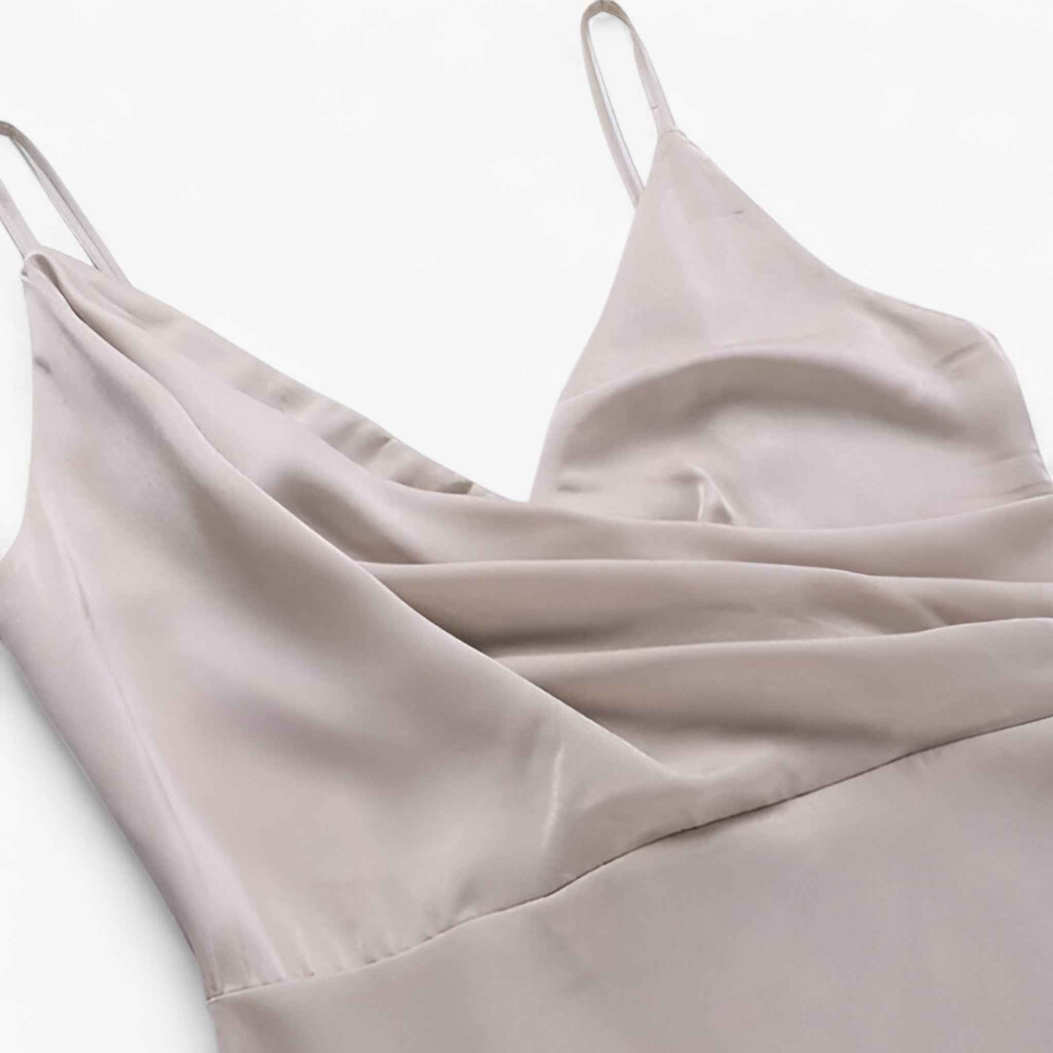 Satijnen Dames Avondjurk met Watervalhals, Dunne Bandjes - Perfect voor Ceremonies
