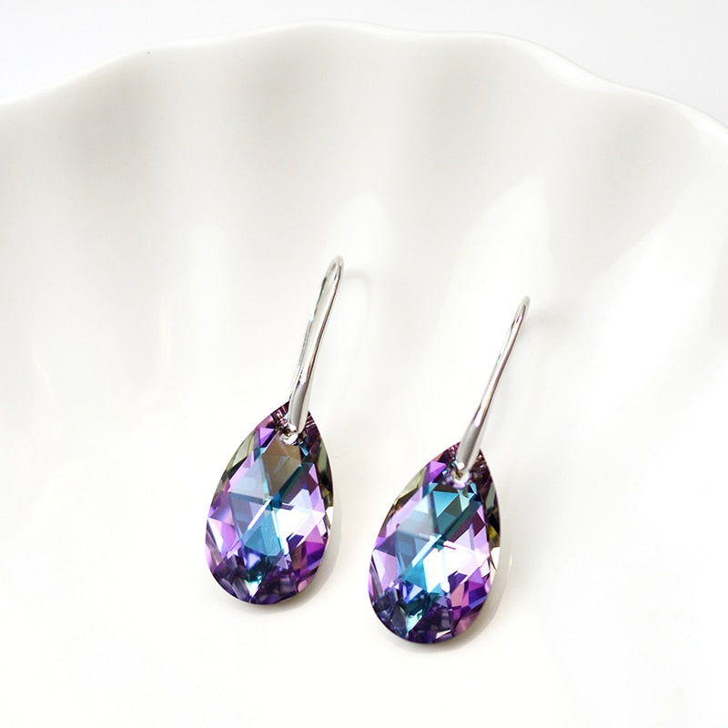 Elegante Dames Hangoorbellen van Saffierblauw Kristal