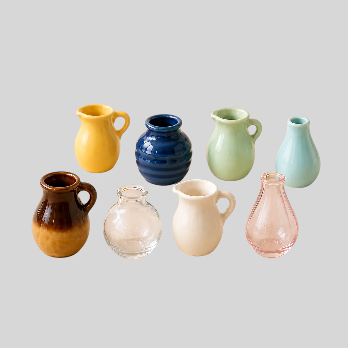 home & garden : Keramische Mini Vaasjes Magneten - Handgemaakt Koelkast Decoratie in 8 Pack 6+2 Free van Inovessa