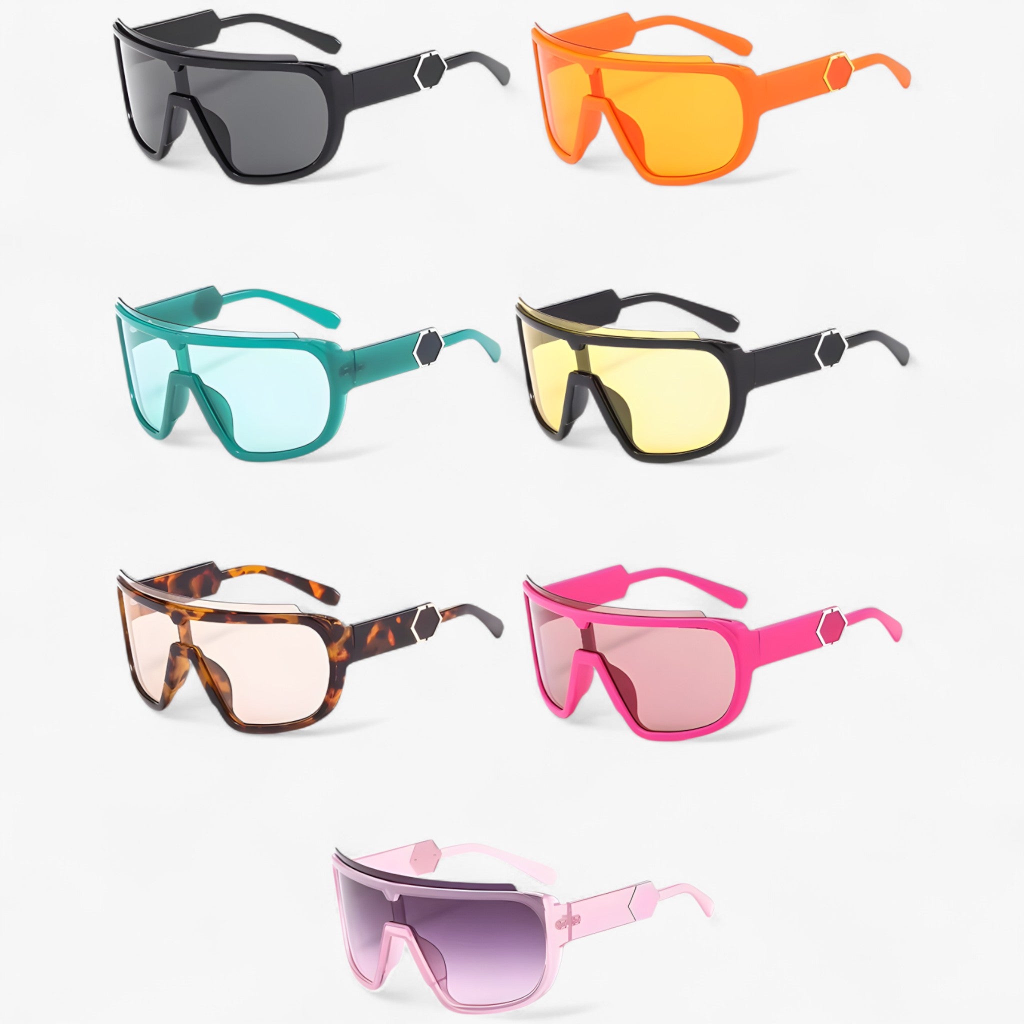 Sunglasses : Heren oversize monoblock wrap-around zonnebril in van Pantinoshop