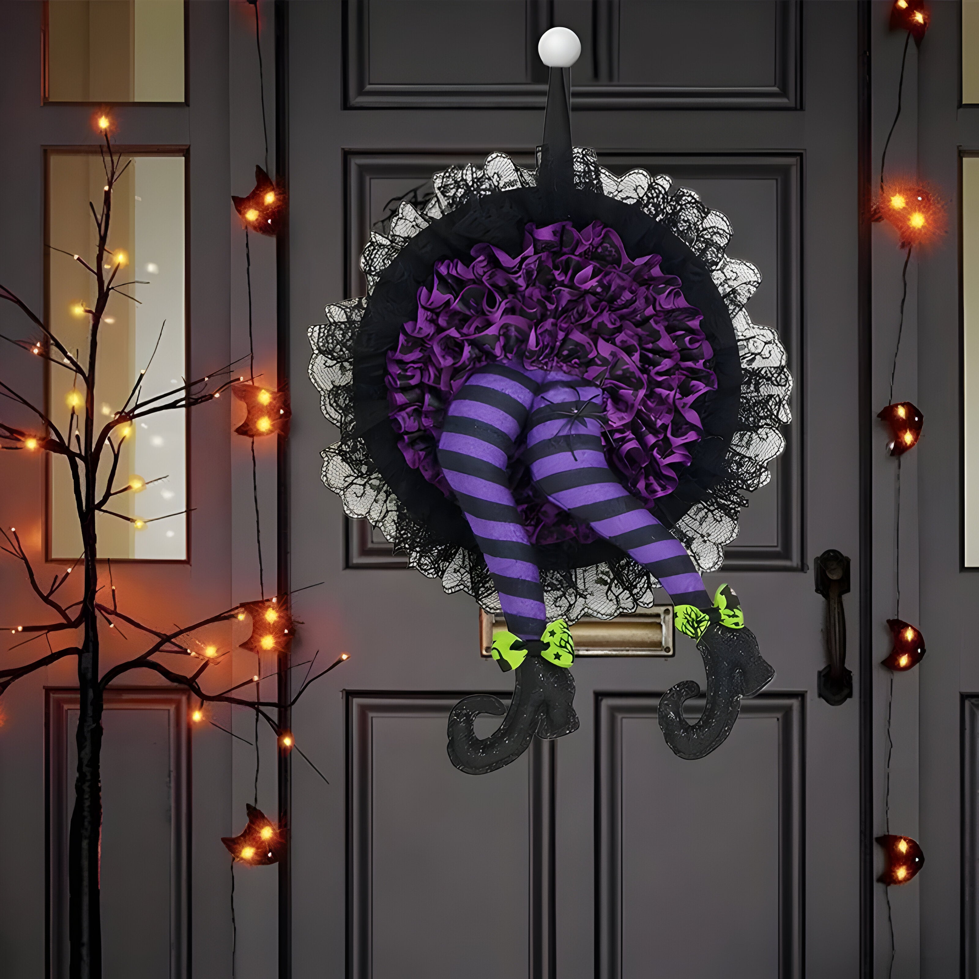 home & garden : Halloween-Krans - Leuk Hangend Decor voor een Griezelig Welkom - Paars in van Pantino
