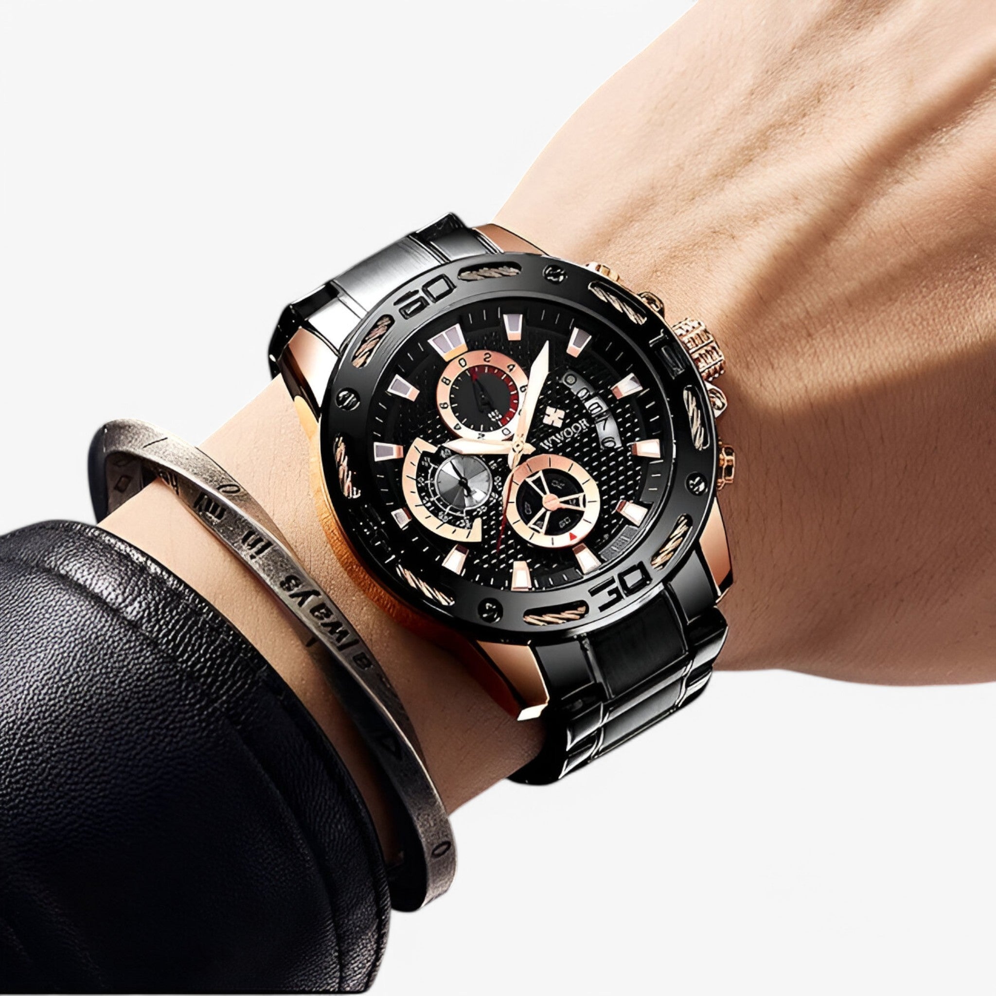 watches : Horloge Blauwe Roos - Luxe Chronograafhorloge van Roestvrij Staal in van Pantino