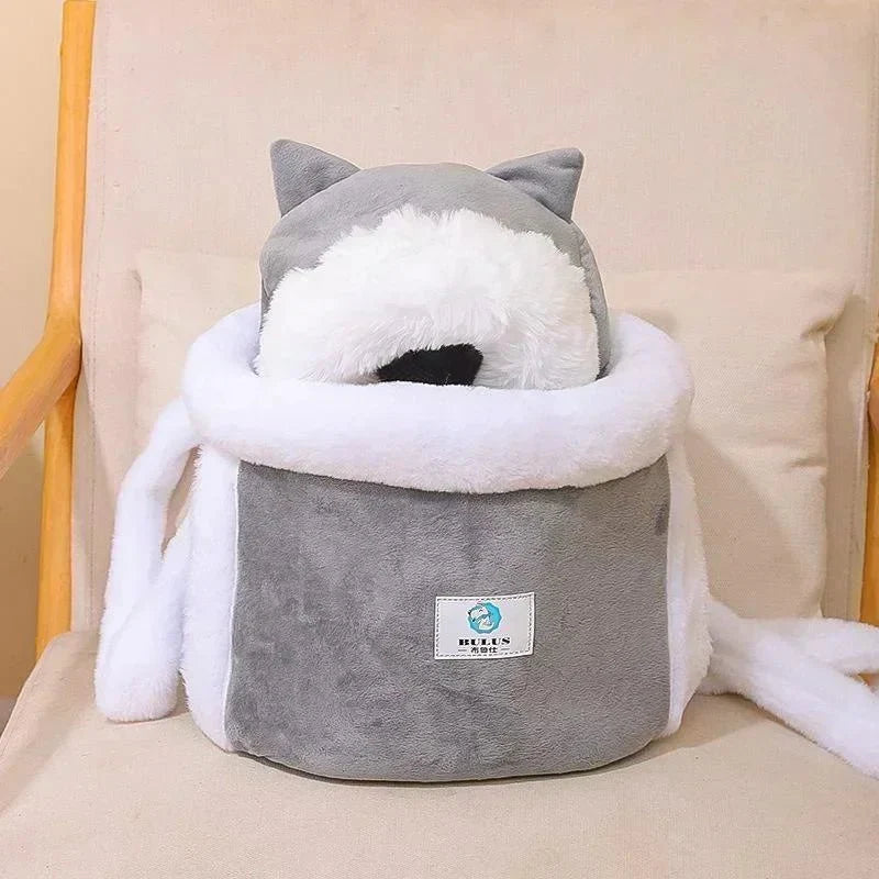 pets : Katten Draagtas - Diamantfluweel Veilig Comfortabel - Fluweel in Licht Grijs van Pantino