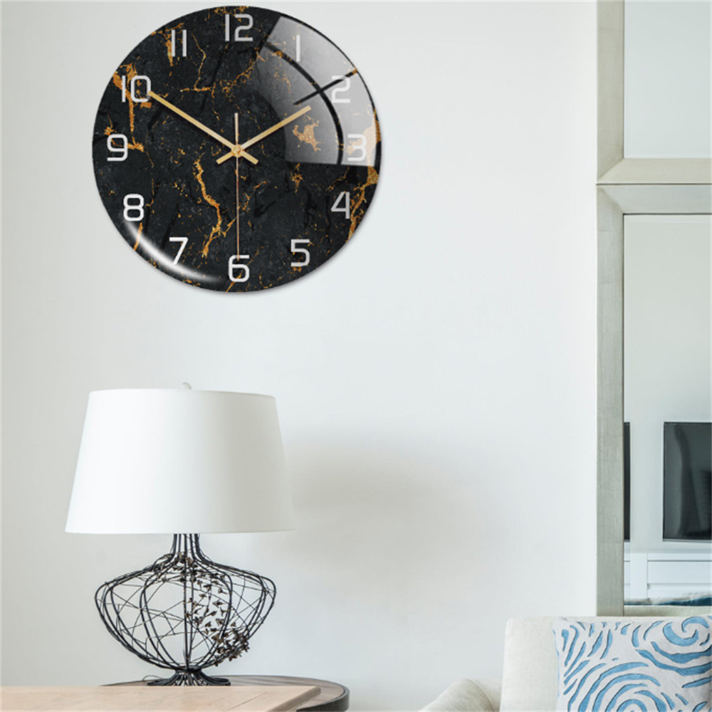 Wandklok Stil Ø30cm, Wit Marmer Effect Moderne Luxe voor Woonkamer/Kantoor