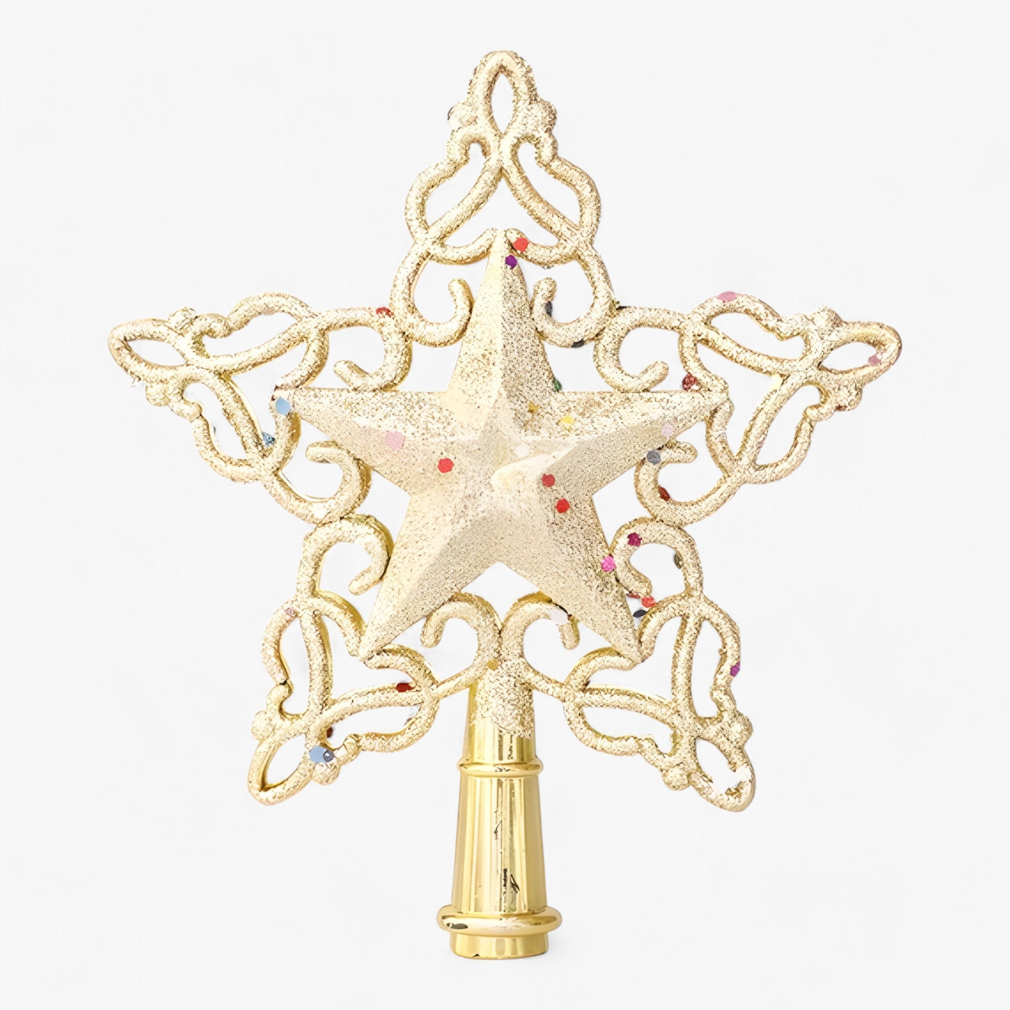 home & garden : Flake Star - Gouden en Zilveren Decoraties met Glitter - Verfraai Uw Kerstboom in 5 van Pantino