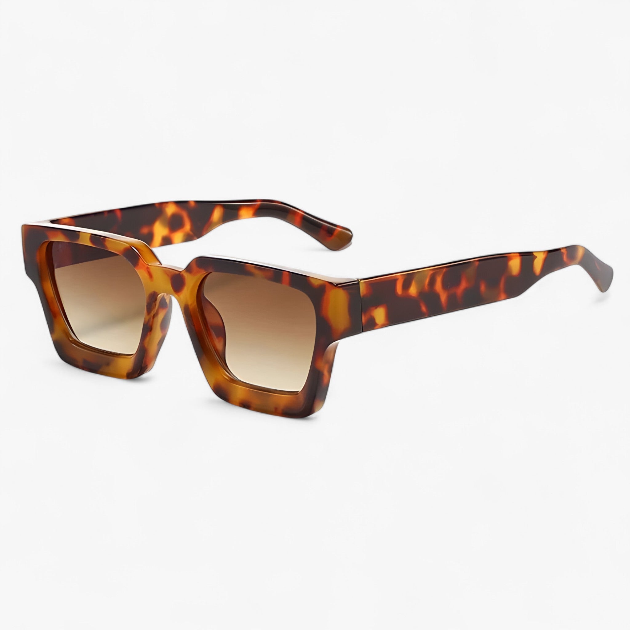 Sunglasses : Zonnebril Heren Vierkant Retro, Montuur Mat Zwart, Gepolariseerde Lenzen UV400 in Luipaard thee van Pantinoshop