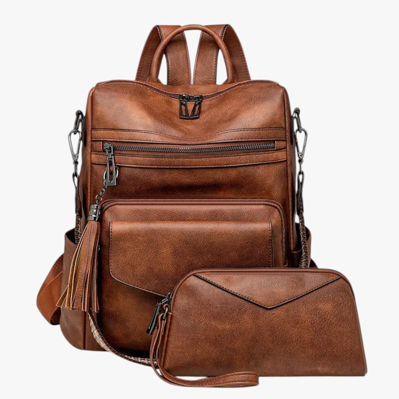 Bags : Rugzak Dames Groot van Echt Zwart Leer met Vakken voor Werk en Reizen in van Pantinoshop