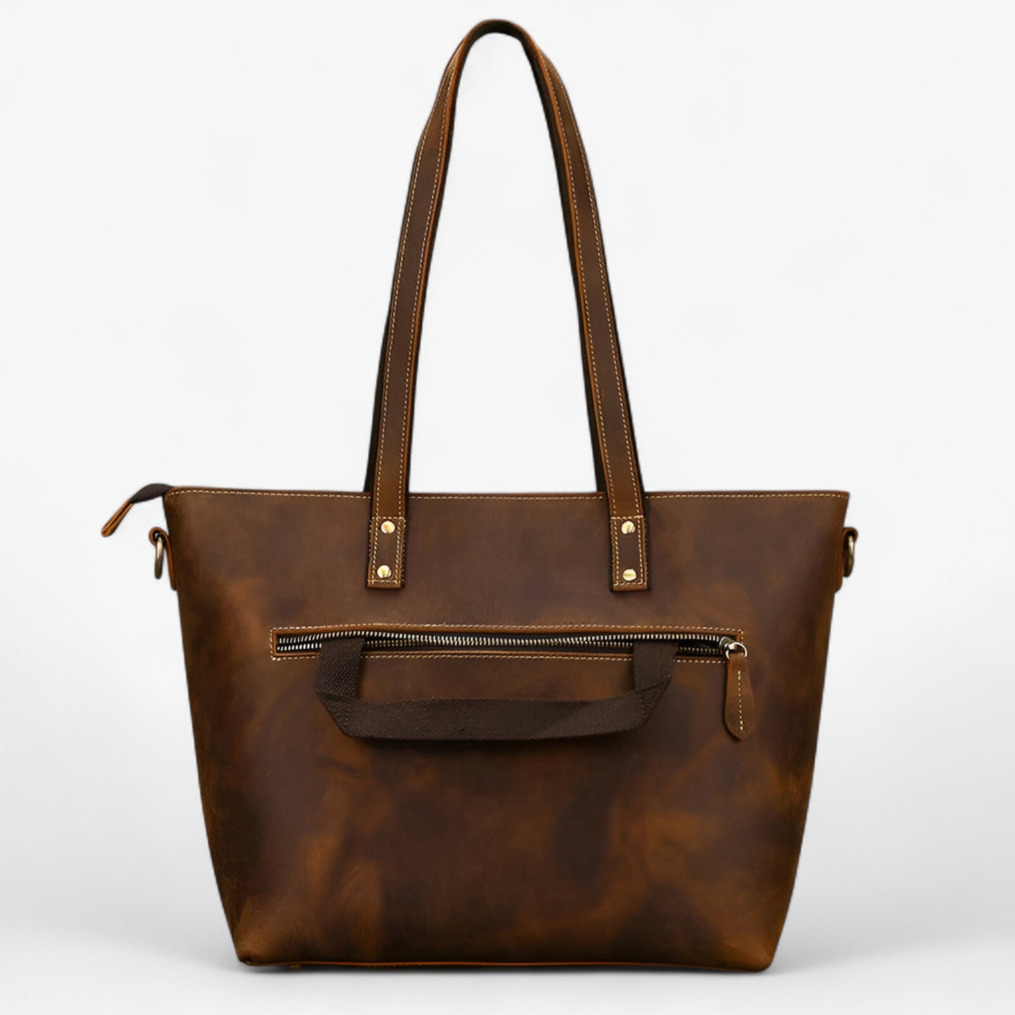 bags : Tote Bag Dames Donkerbruin - Elegante Echte Lederen Tas voor - Ruim & Lichtgewicht Ontwerp in van Pantino