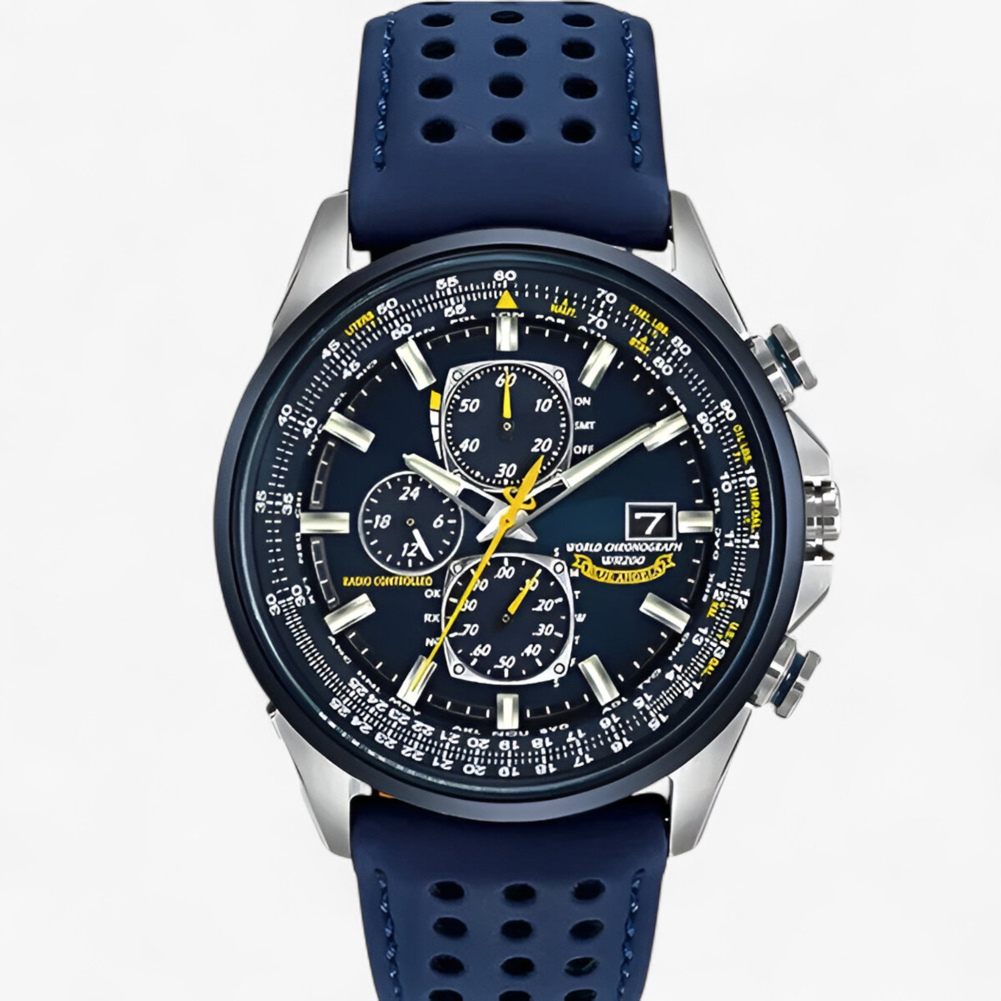 Watches : Heren Chronograaf Horloge MultiSteel 42mm, Zilverkleurig Staal met Elegante Blauwe Wijzerplaat in van Pantino