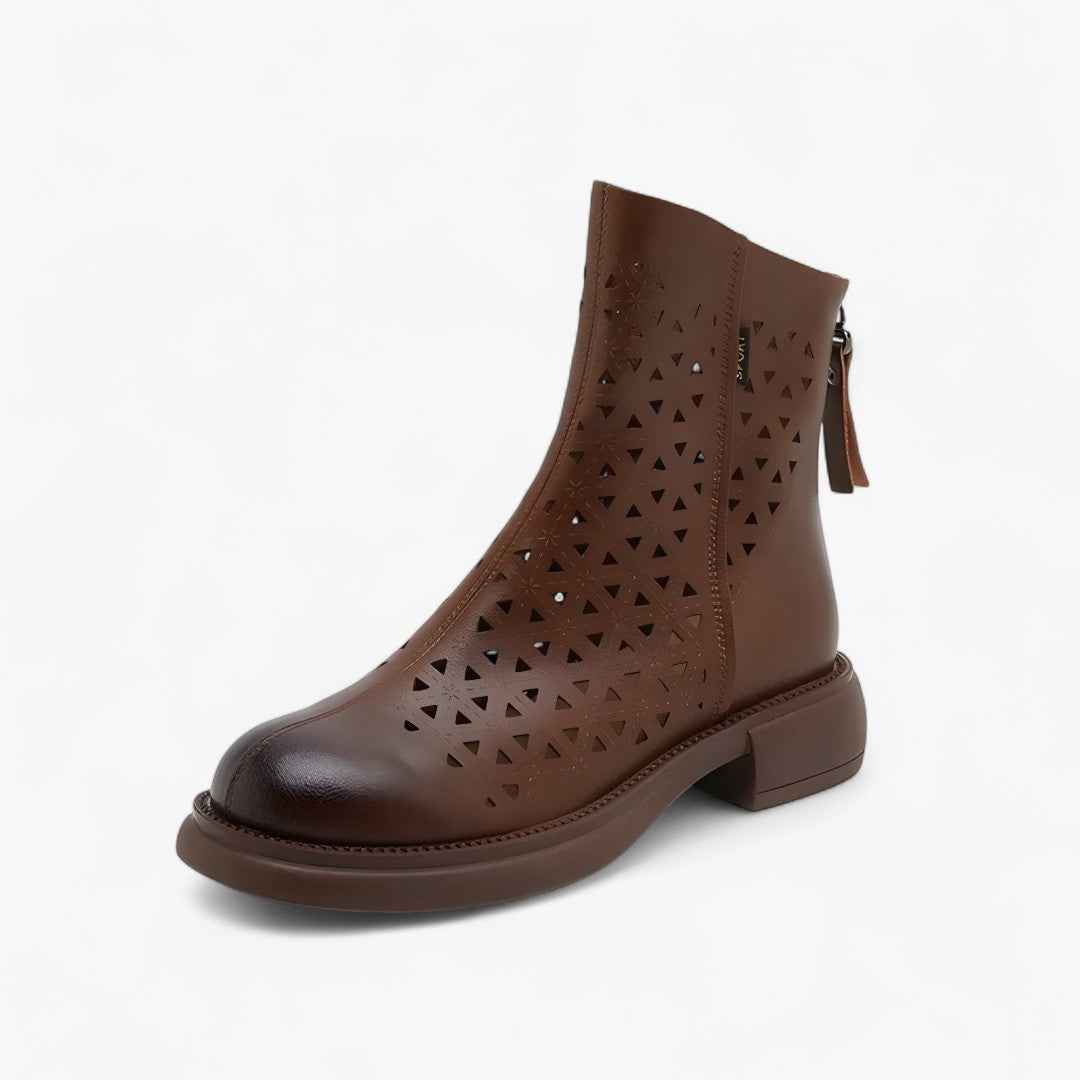 Shoes : Zomerlaarzen met geperforeerd platform en ritssluiting aan de achterkant in Marron van Pantinoshop