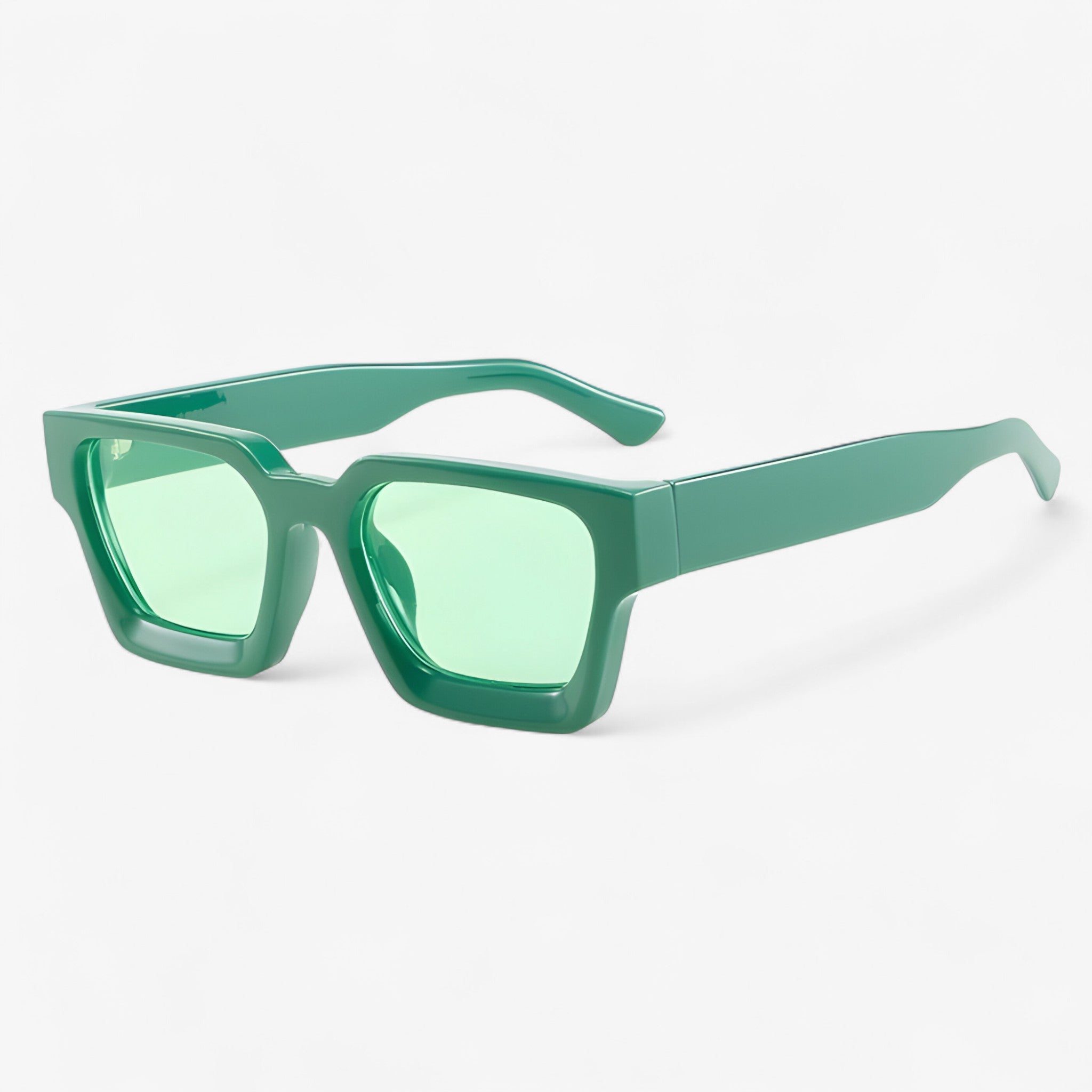 Sunglasses : Zonnebril Heren Vierkant Retro, Montuur Mat Zwart, Gepolariseerde Lenzen UV400 in Groen Groen van Pantinoshop