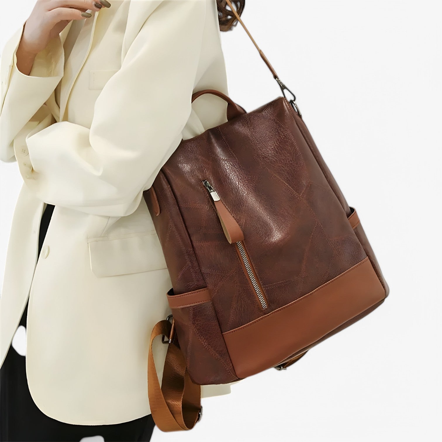 bags : Rugzak Zwart - Stijlvolle Vintage - Perfect voor School en op Reis in van Pantino