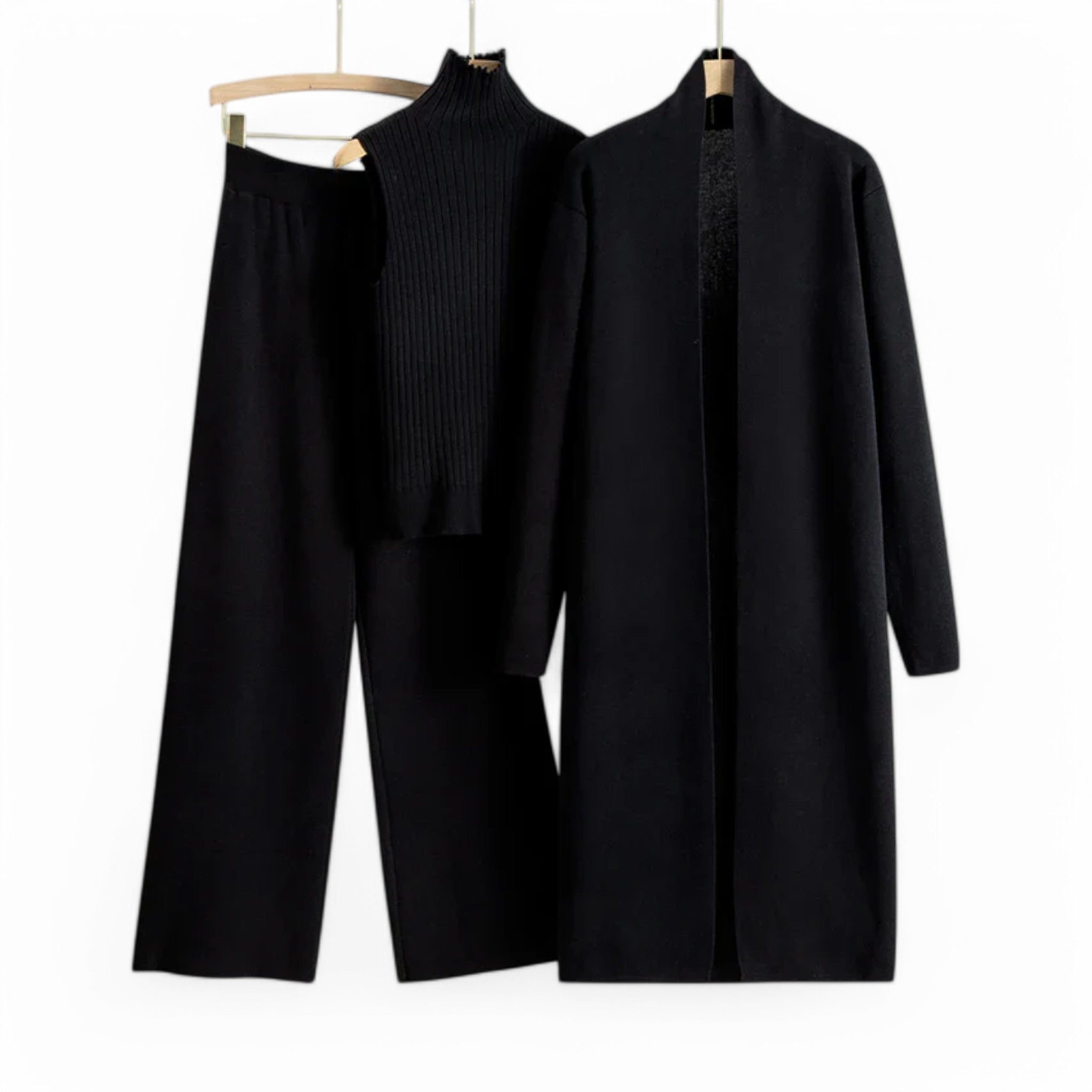 Loungewear Set : Ivy I Vintage Breiset in 3 delen in Zwart Eén maat van Concept Odense