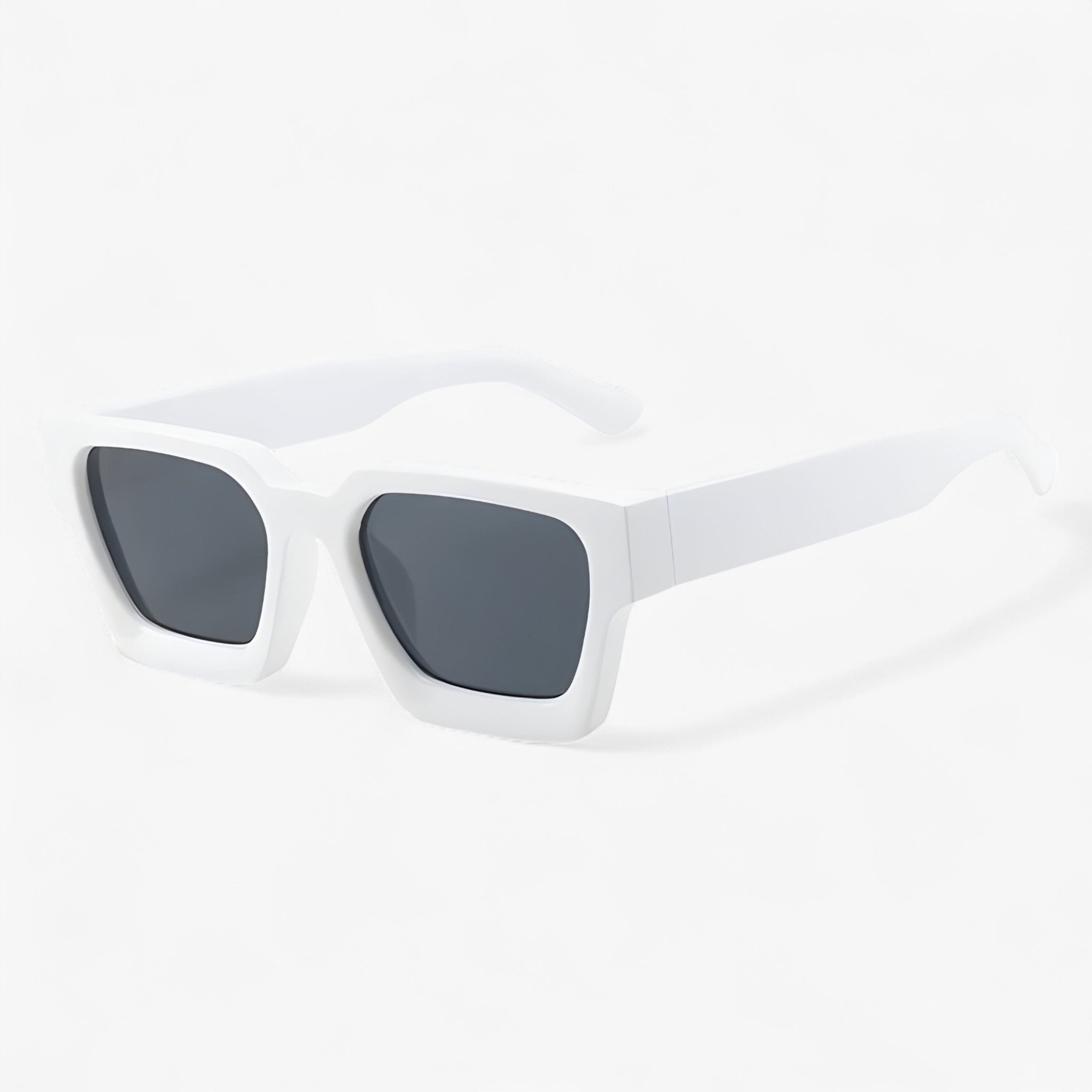 Sunglasses : Zonnebril Heren Vierkant Retro, Montuur Mat Zwart, Gepolariseerde Lenzen UV400 in Wit Grijs van Pantinoshop