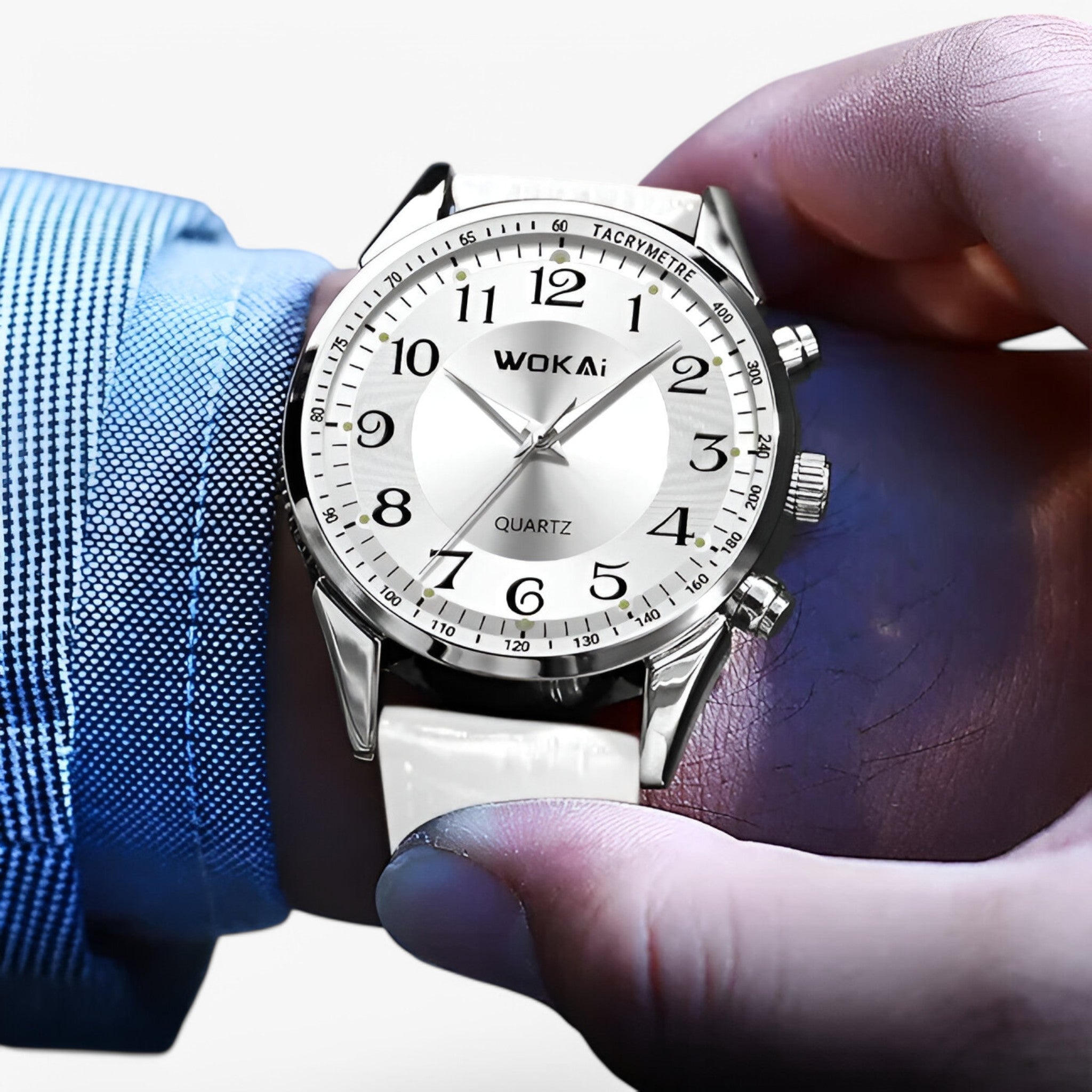 watches : Horloge Heren Licht Wit - Casual Leren Sporthorloge in van Pantino