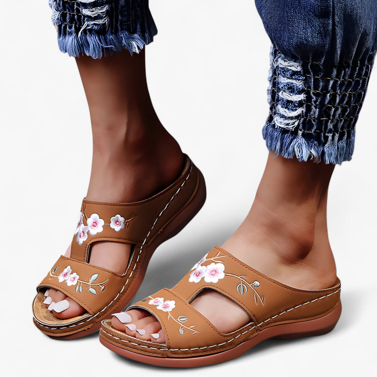 Comfortabele Dames Sandalen met Decoratieve Bloemen - Elegante en Lichte