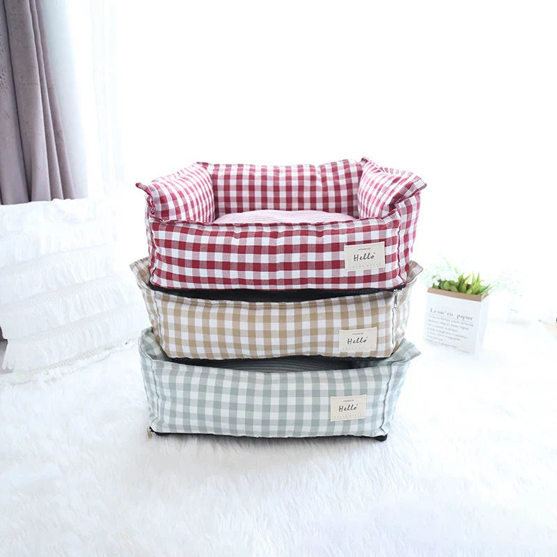 pets : Hondenbed Beige Ruitjespatroon - Zachte Rustplaats - 100% Katoen in van Pantino