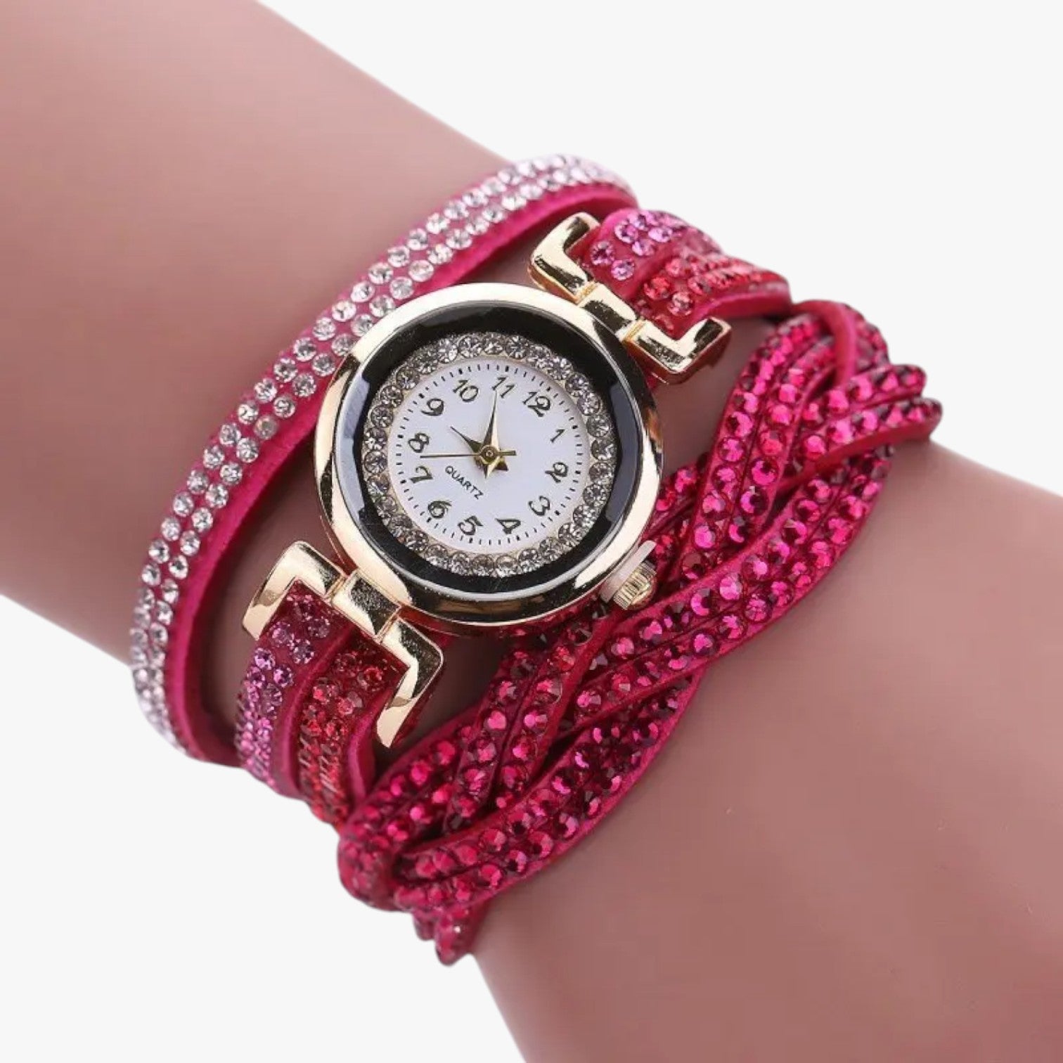 Dameshorloge Elegant met Lange Band van Echt Leer Zwart - Unieke Stijl