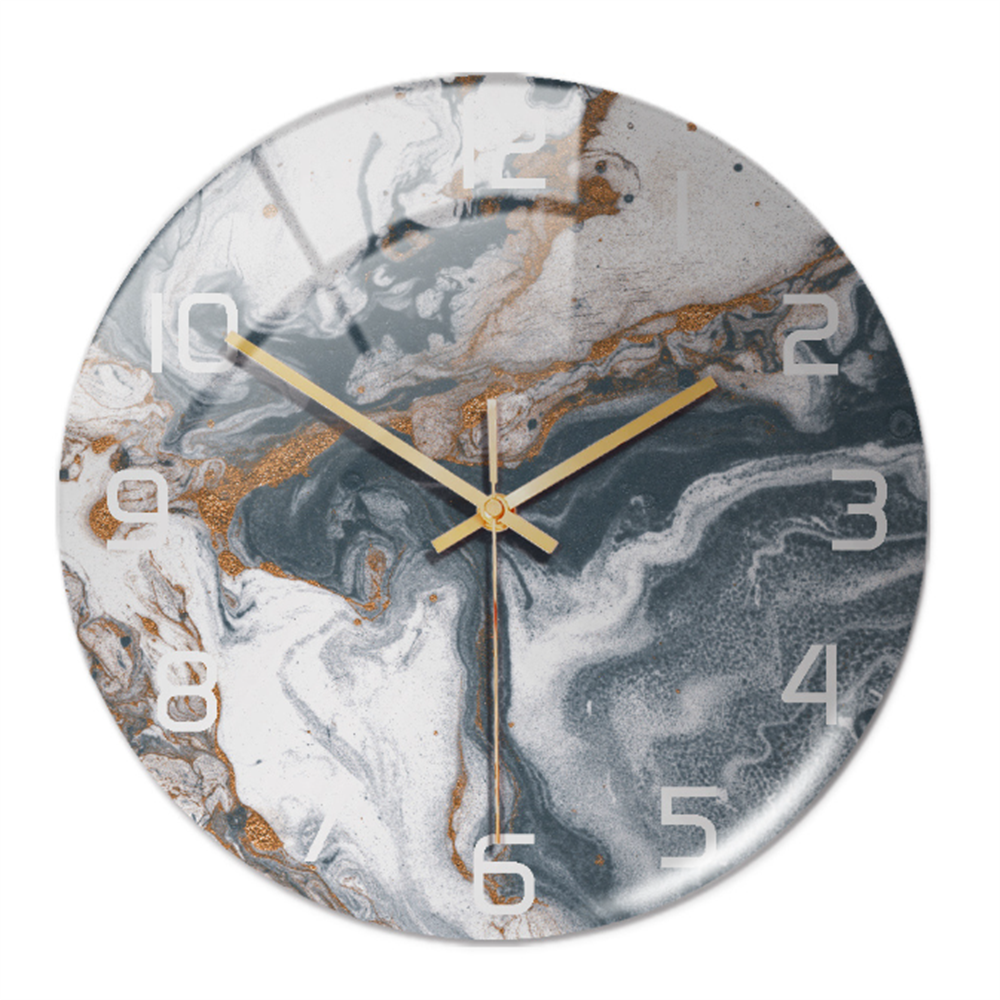 Wandklok Stil Ø30cm, Wit Marmer Effect Moderne Luxe voor Woonkamer/Kantoor