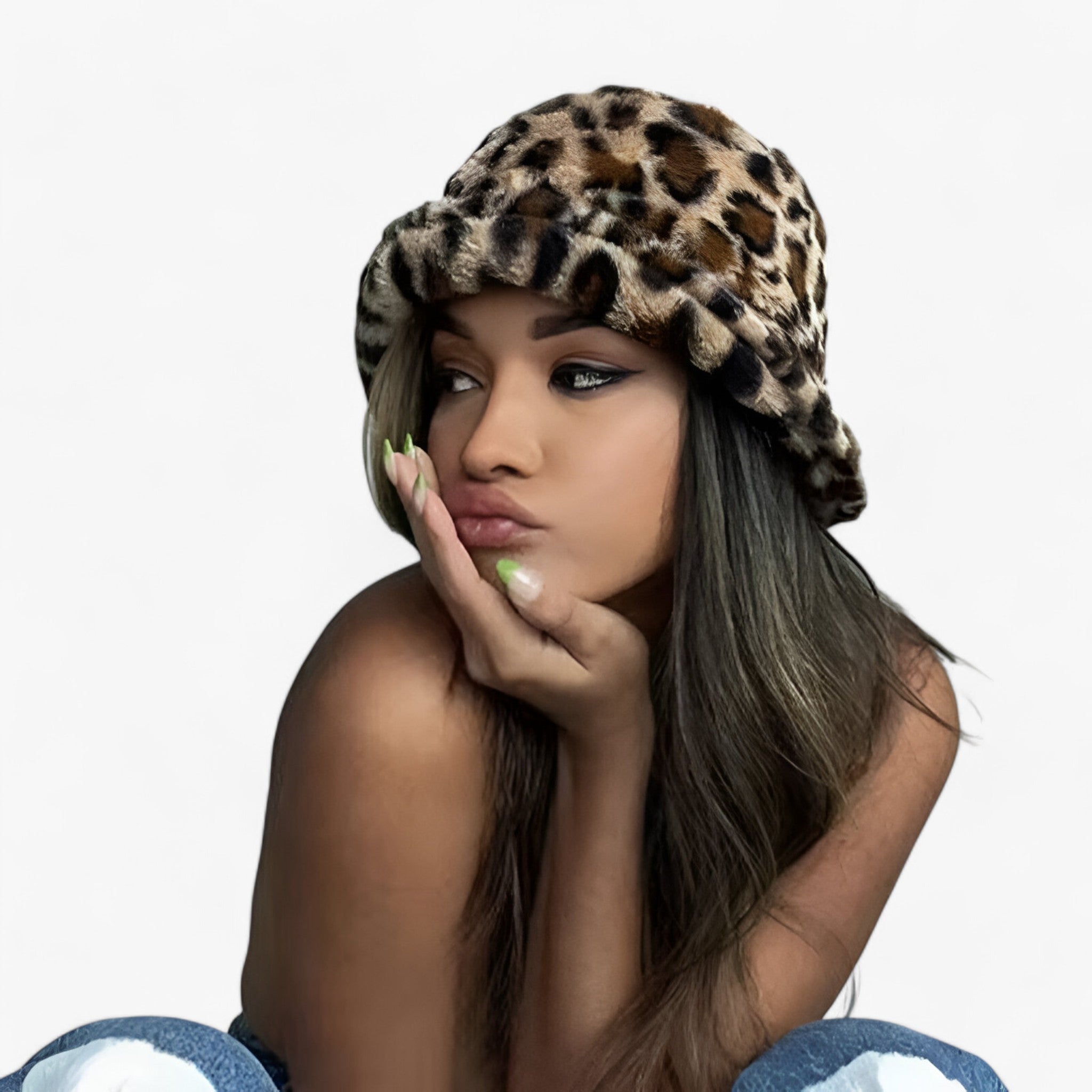 Bucket Hat : Hoed Khaki - Warme Leopardprint Vissershoed - Trendy en Comfortabel in van Pantino