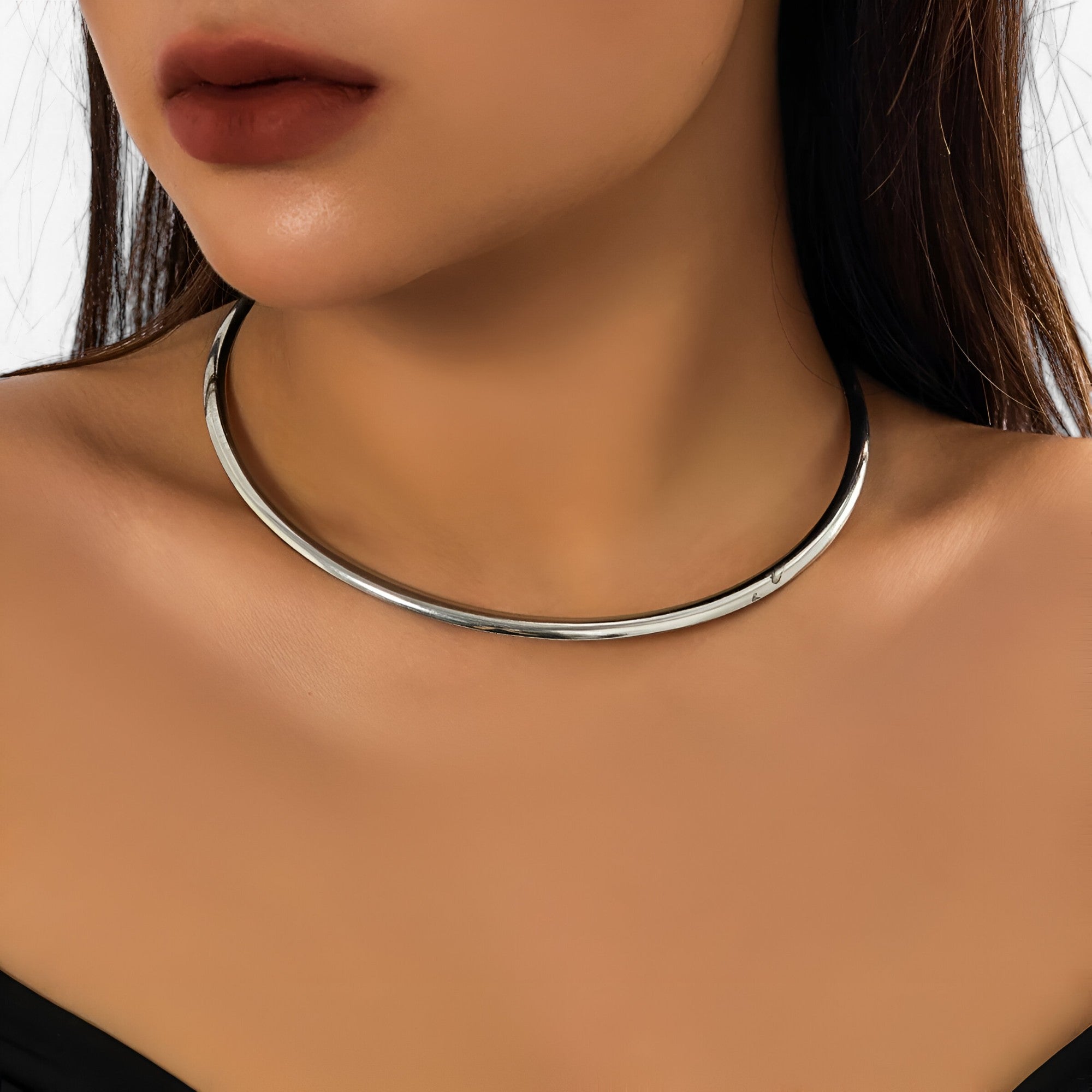 Choker Necklace : Gouden Choker Enkele - Elegante Stilmogelijkheid voor Elke Feestlook Dames Zilverkleurig - Zilverkleurig in zilverkleurig van Pantino