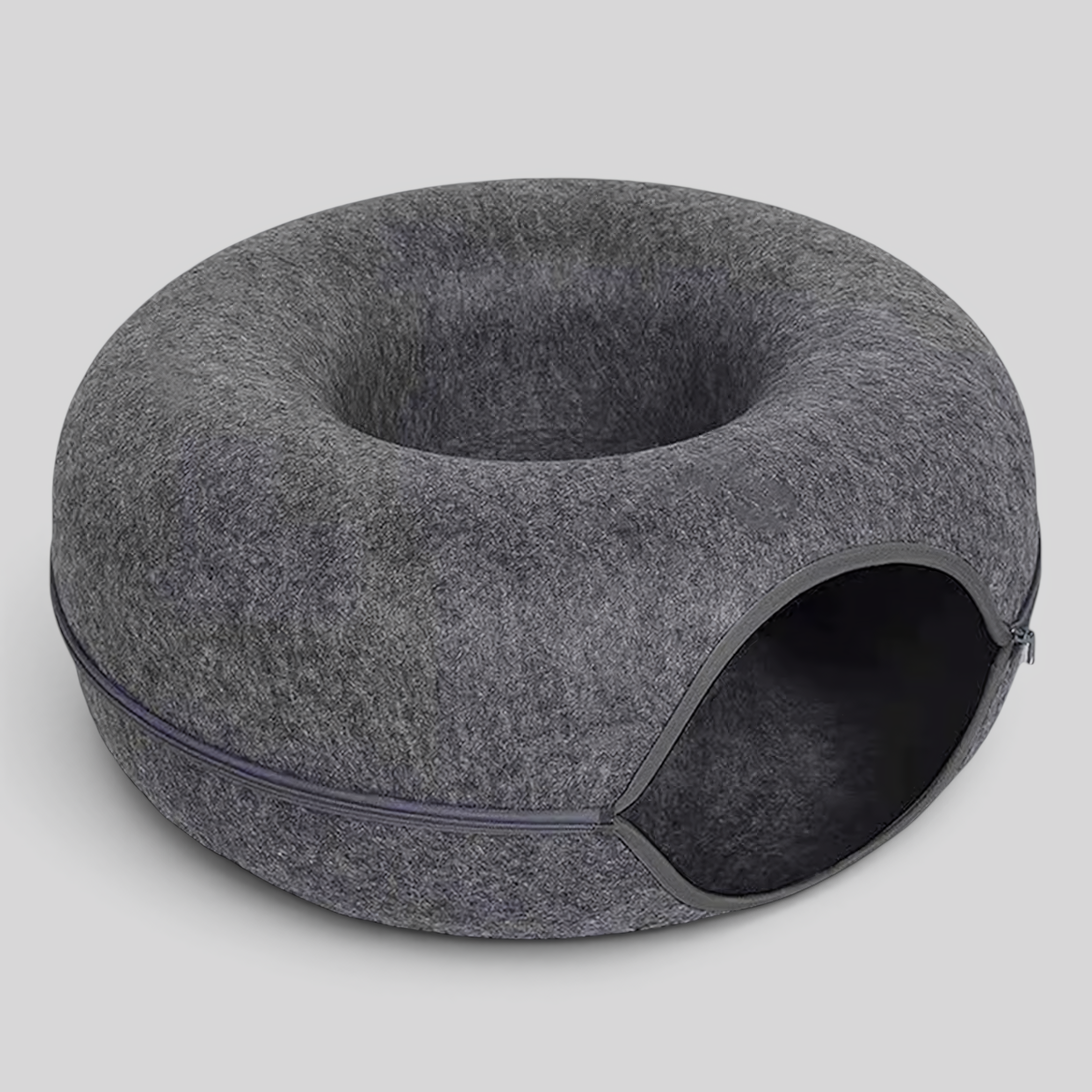 Ronde Kattenmand met Holletje en Rits – Vilten Kattenbed 50 of 60 cm