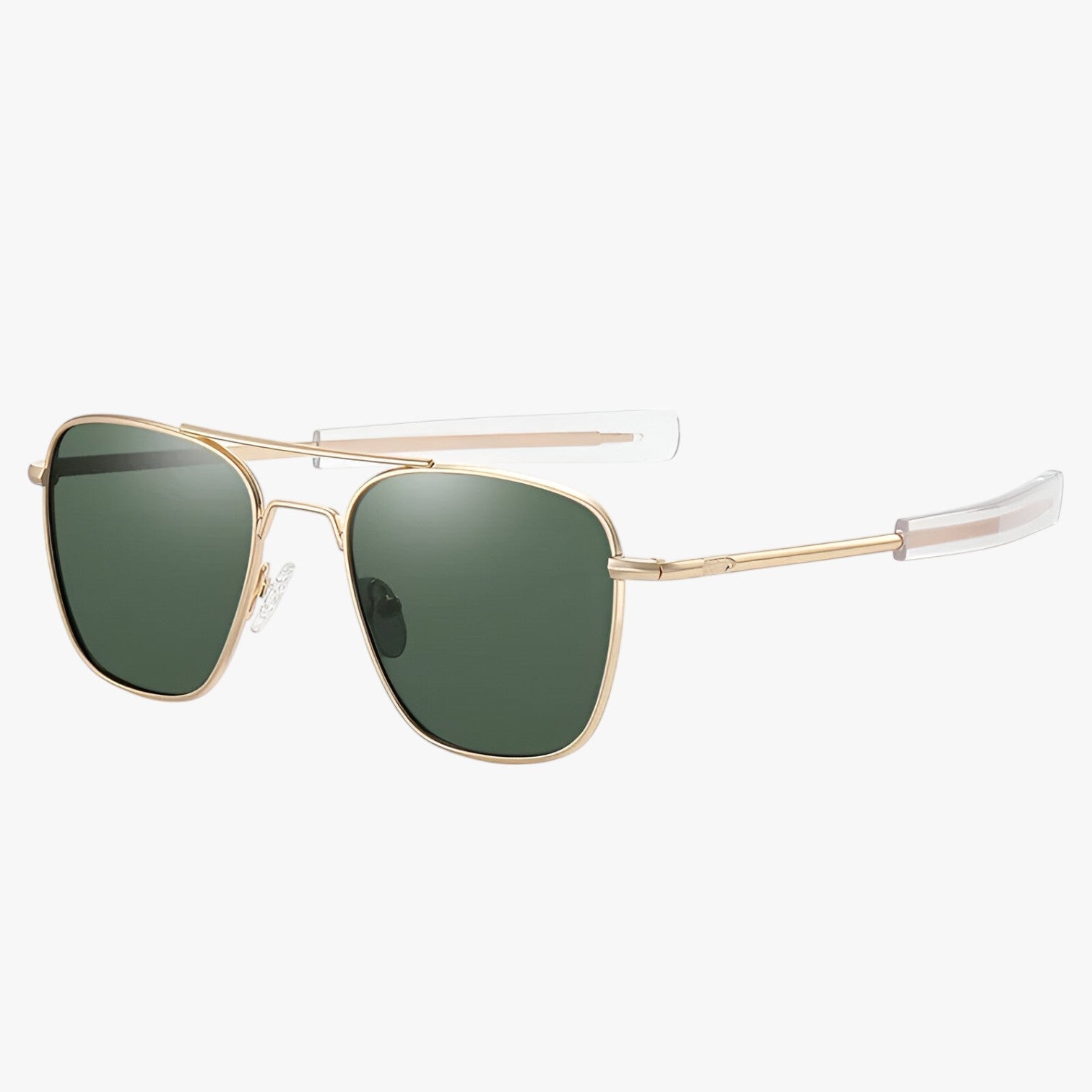 Sunglasses : Vintage Zonnebril Zwart Licht Metaal - Unisex Retro Design in Groen Goud Gepolariseerd van Pantino