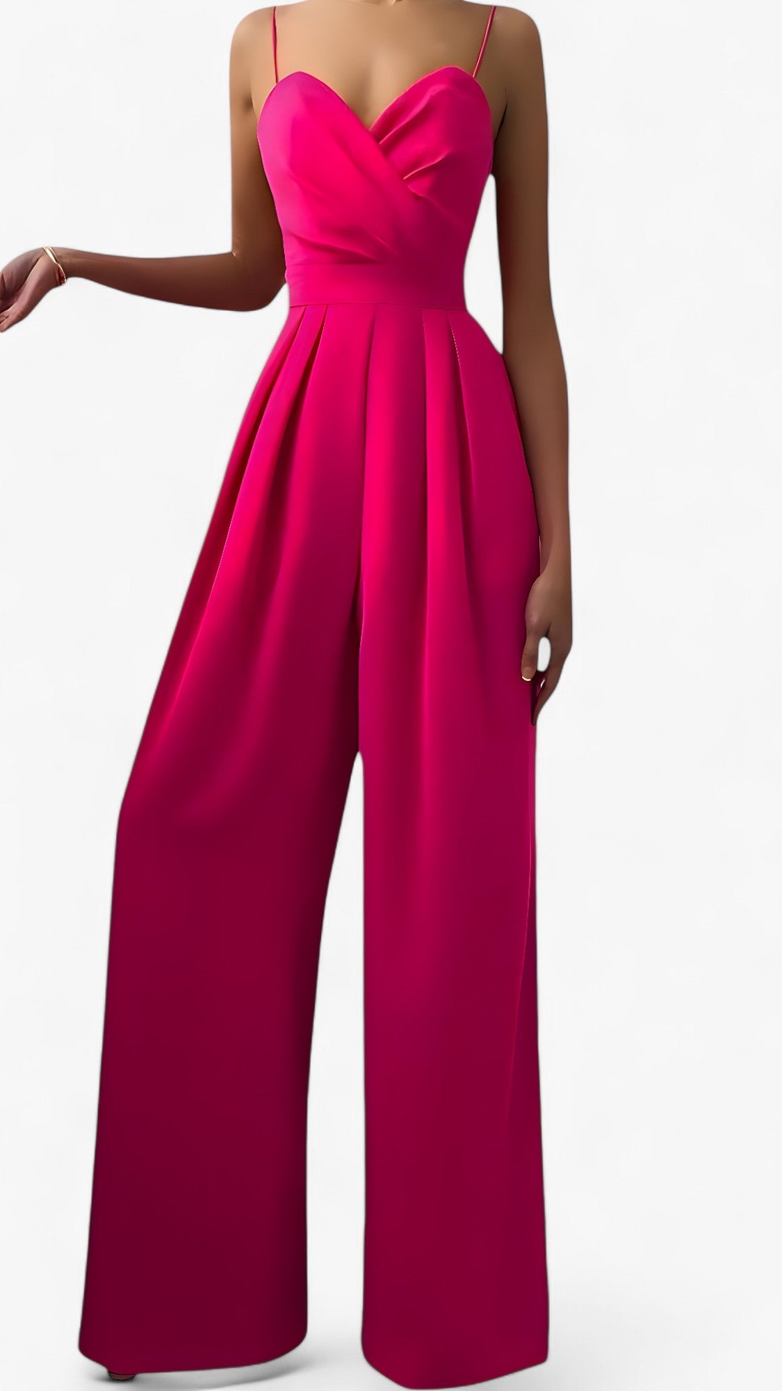 Elegant dames jumpsuit met spaghettibandjes en zachte palazzobroek